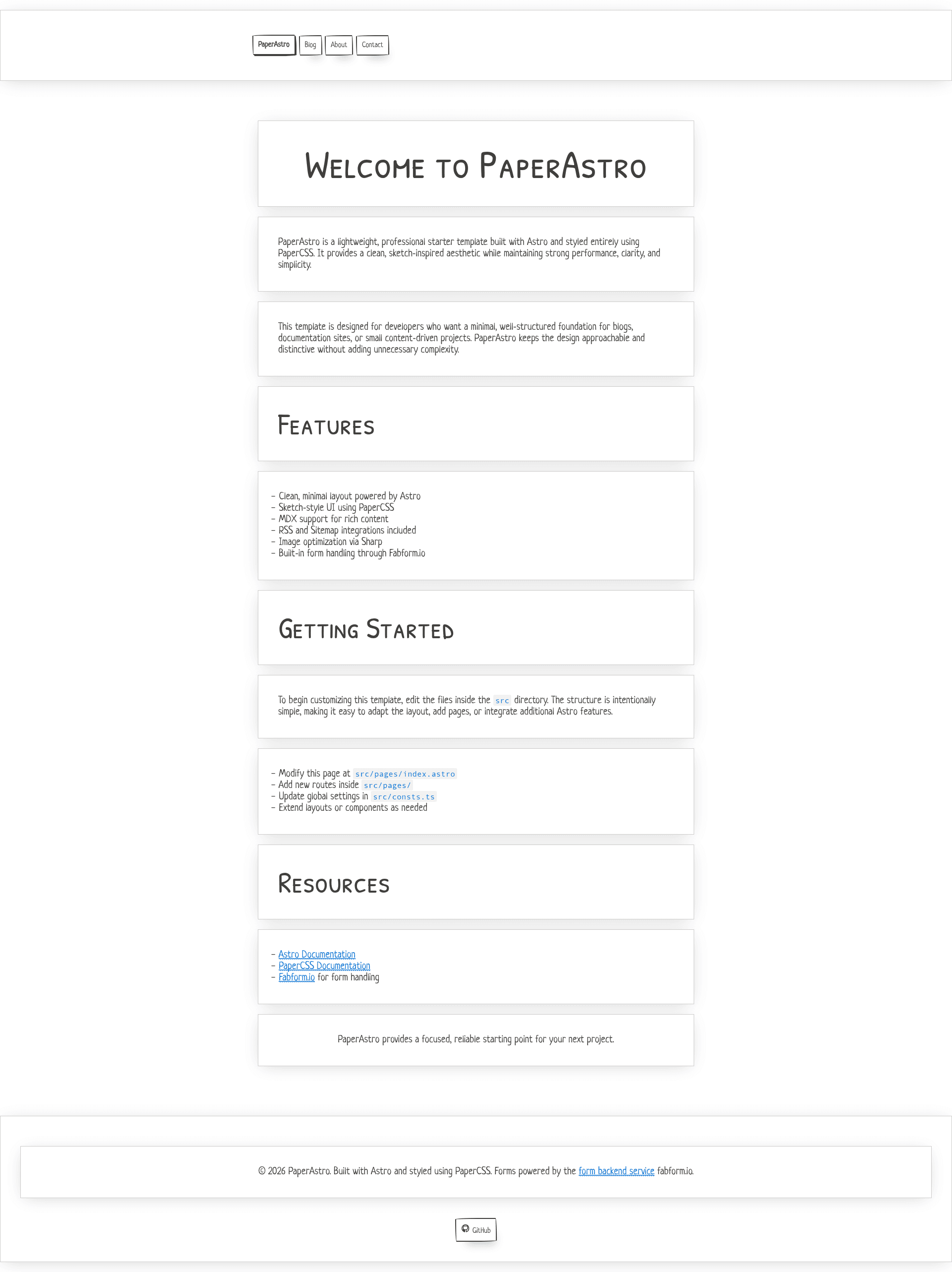 screenshot of PaperAstro on template0.com