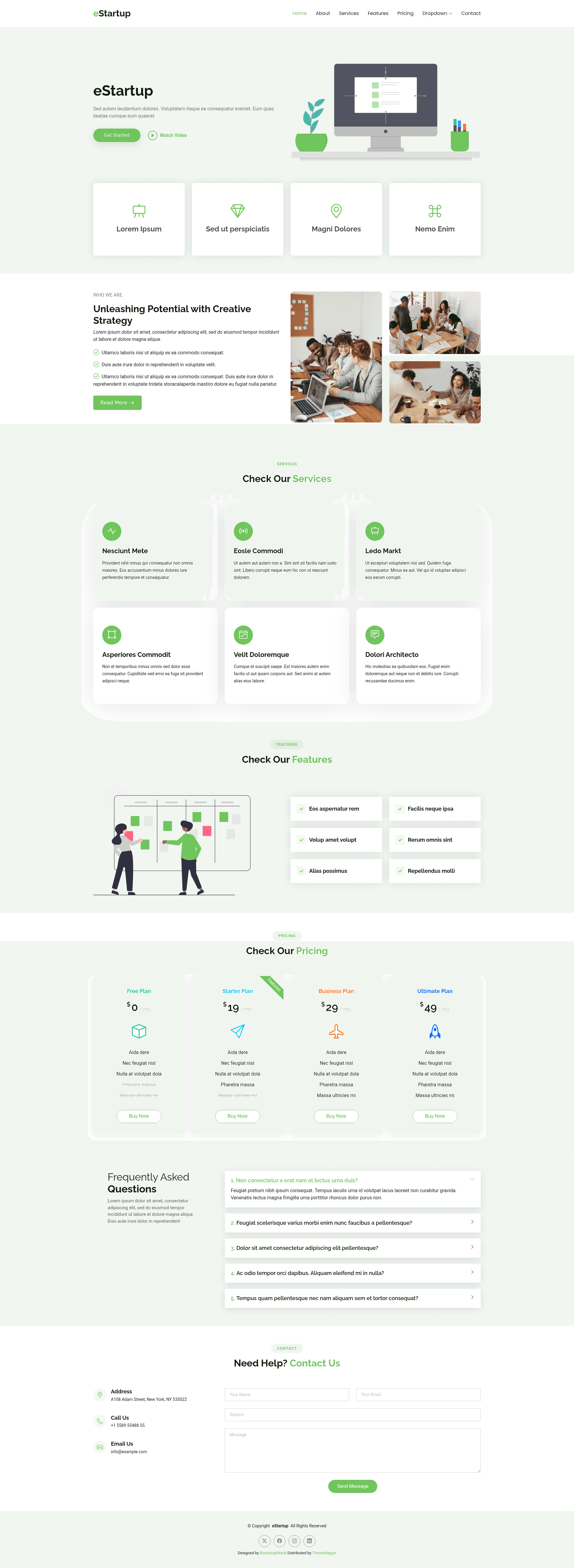 screenshot of eStartup on template0.com