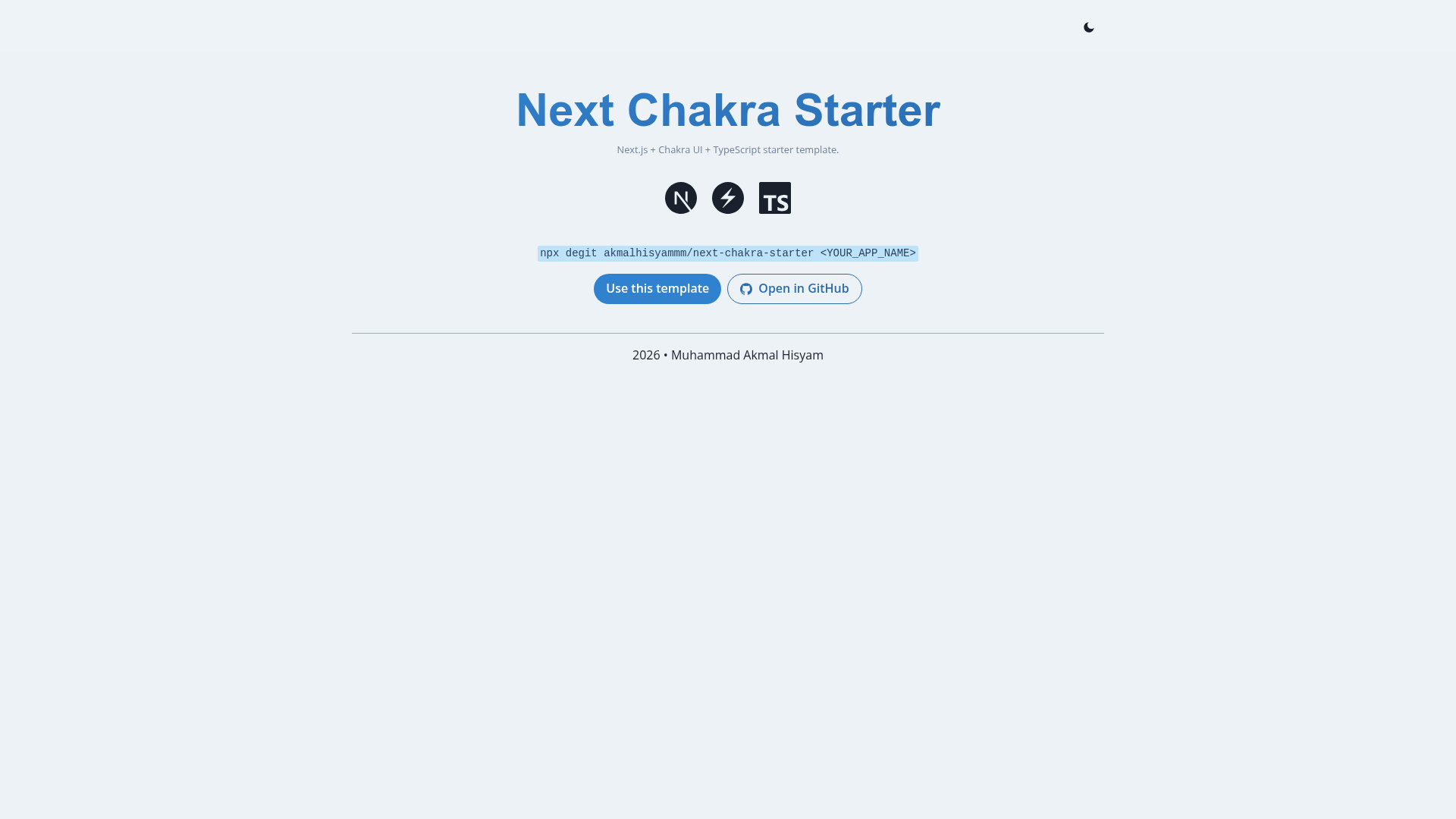 screenshot of Next Chakra Starter on template0.com