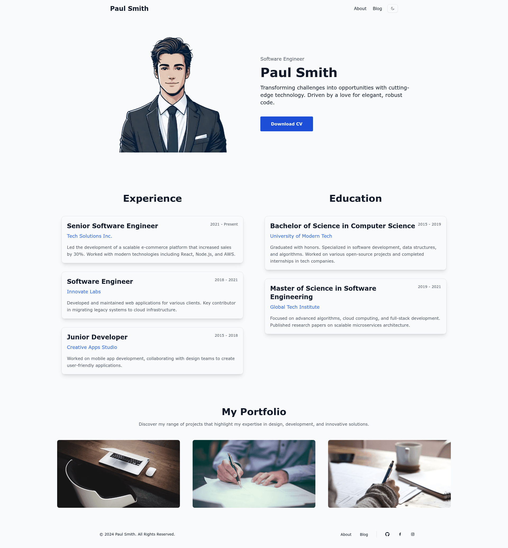 screenshot of Astro Resume Theme on template0.com