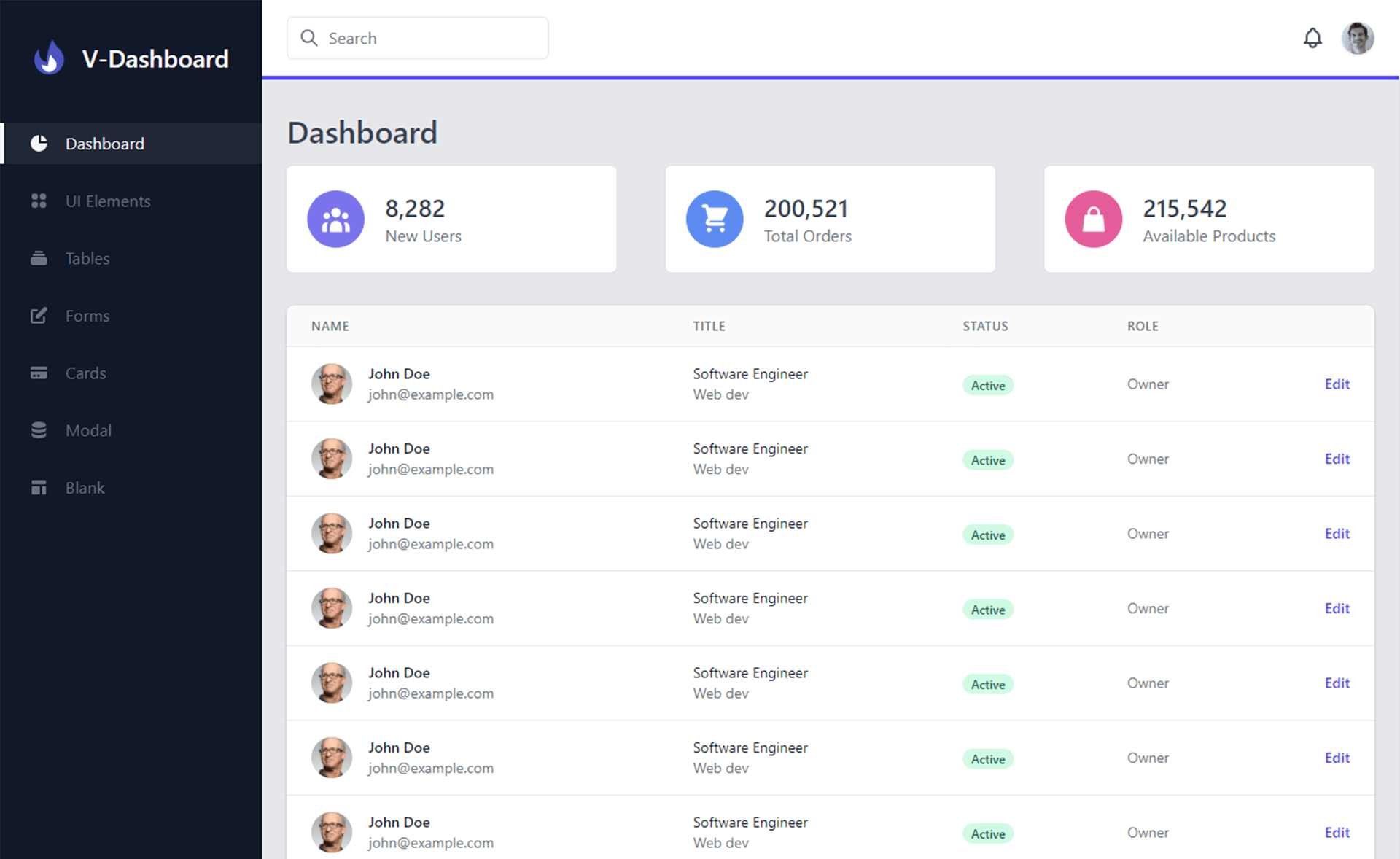 V-Dashboard preview