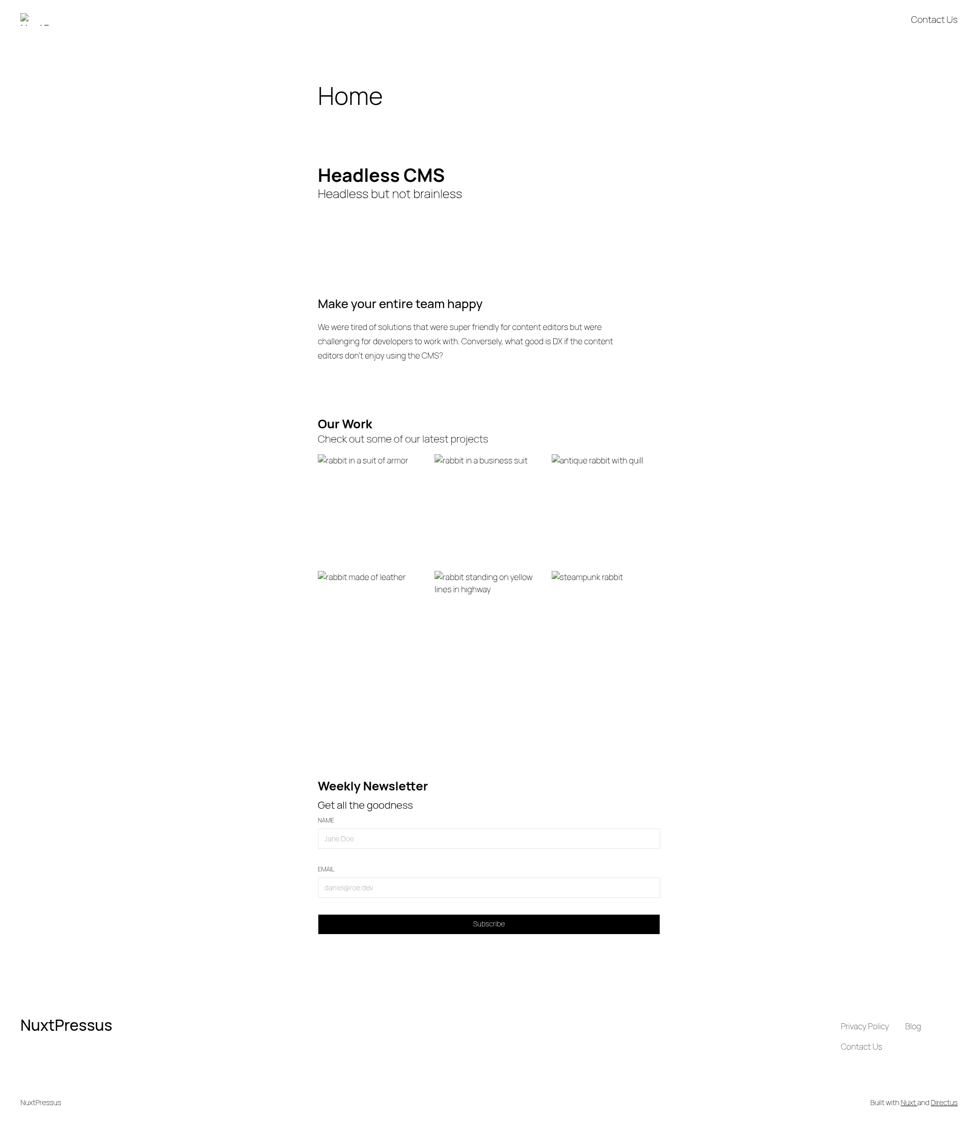screenshot of NuxtPressus on template0.com