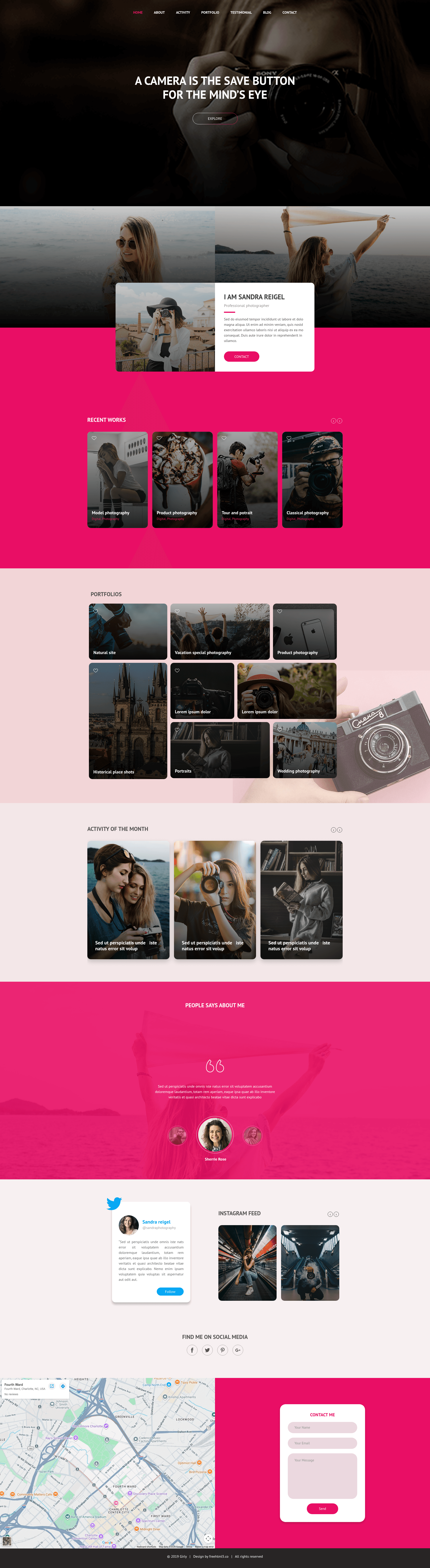 screenshot of Girly – Free Bootstrap 4 HTML Portfolio Website Template on template0.com