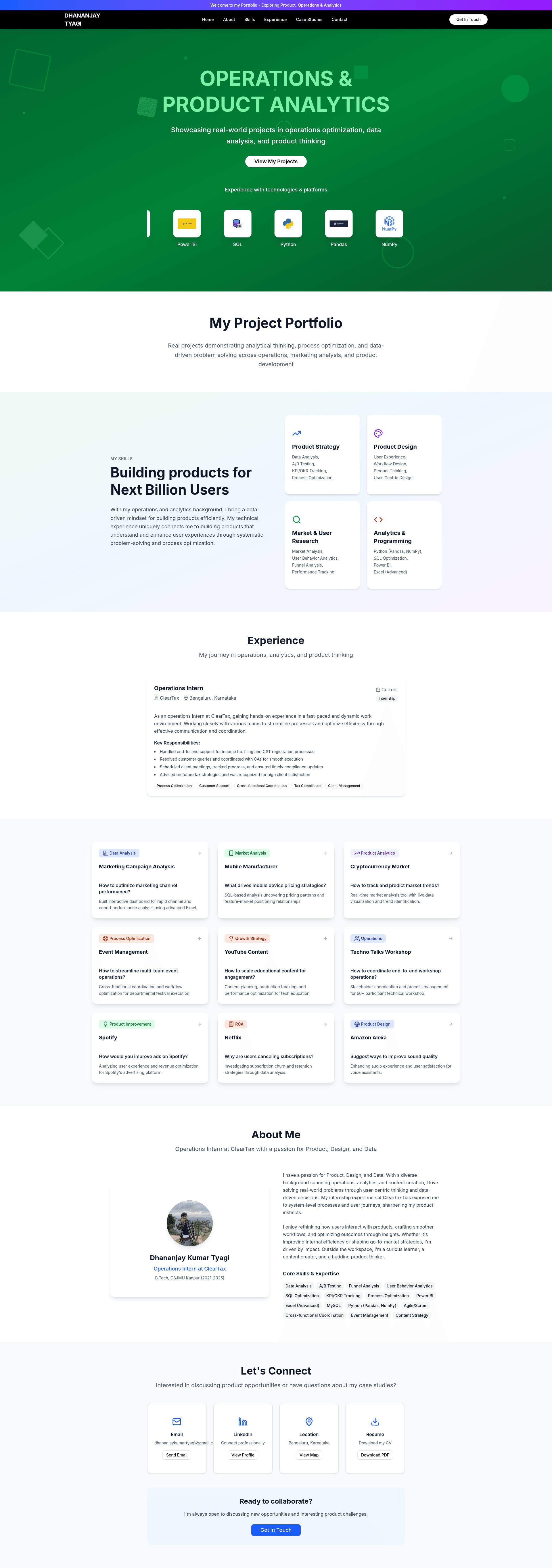 screenshot of Product Manager Portfolio on template0.com