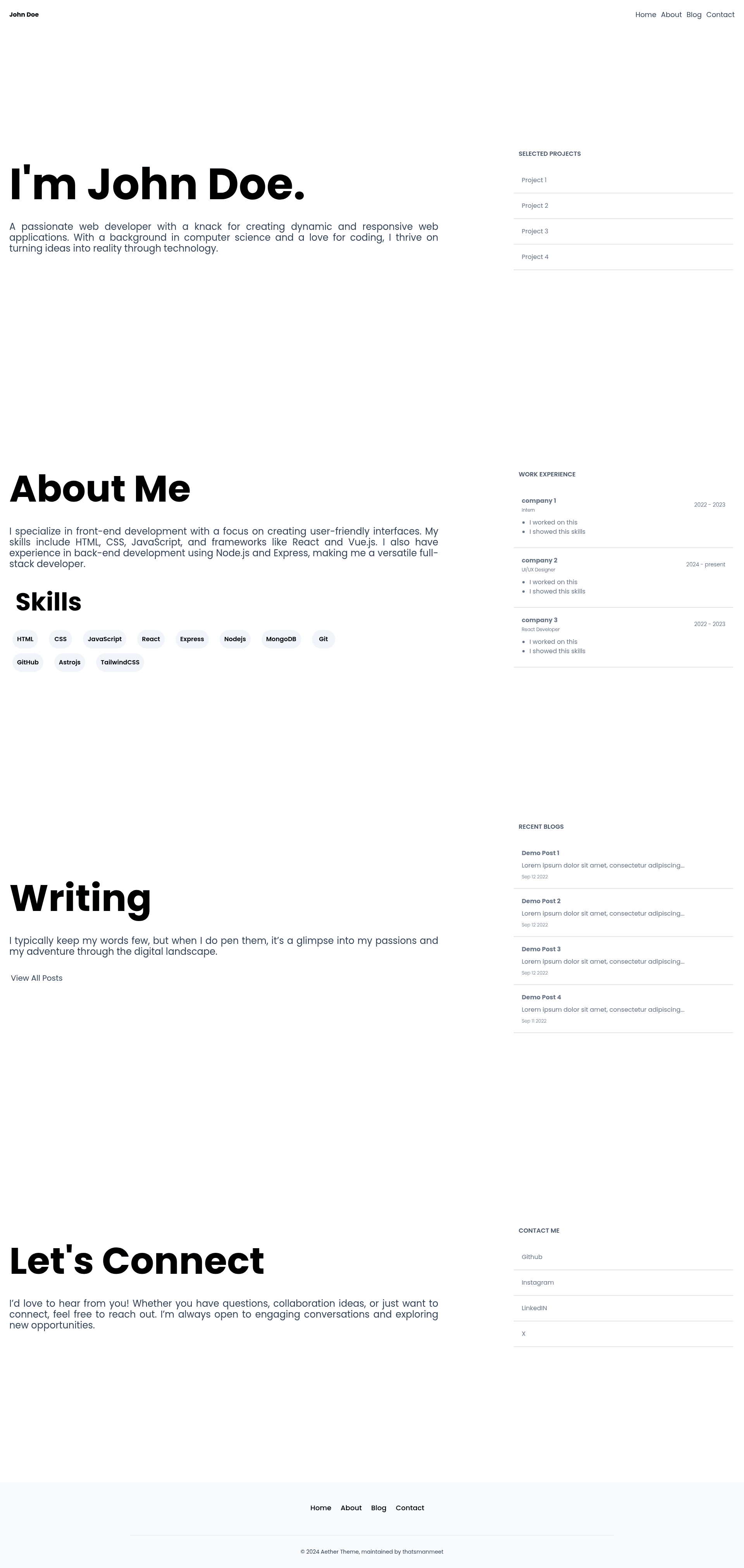screenshot of Aether Astro Theme on template0.com