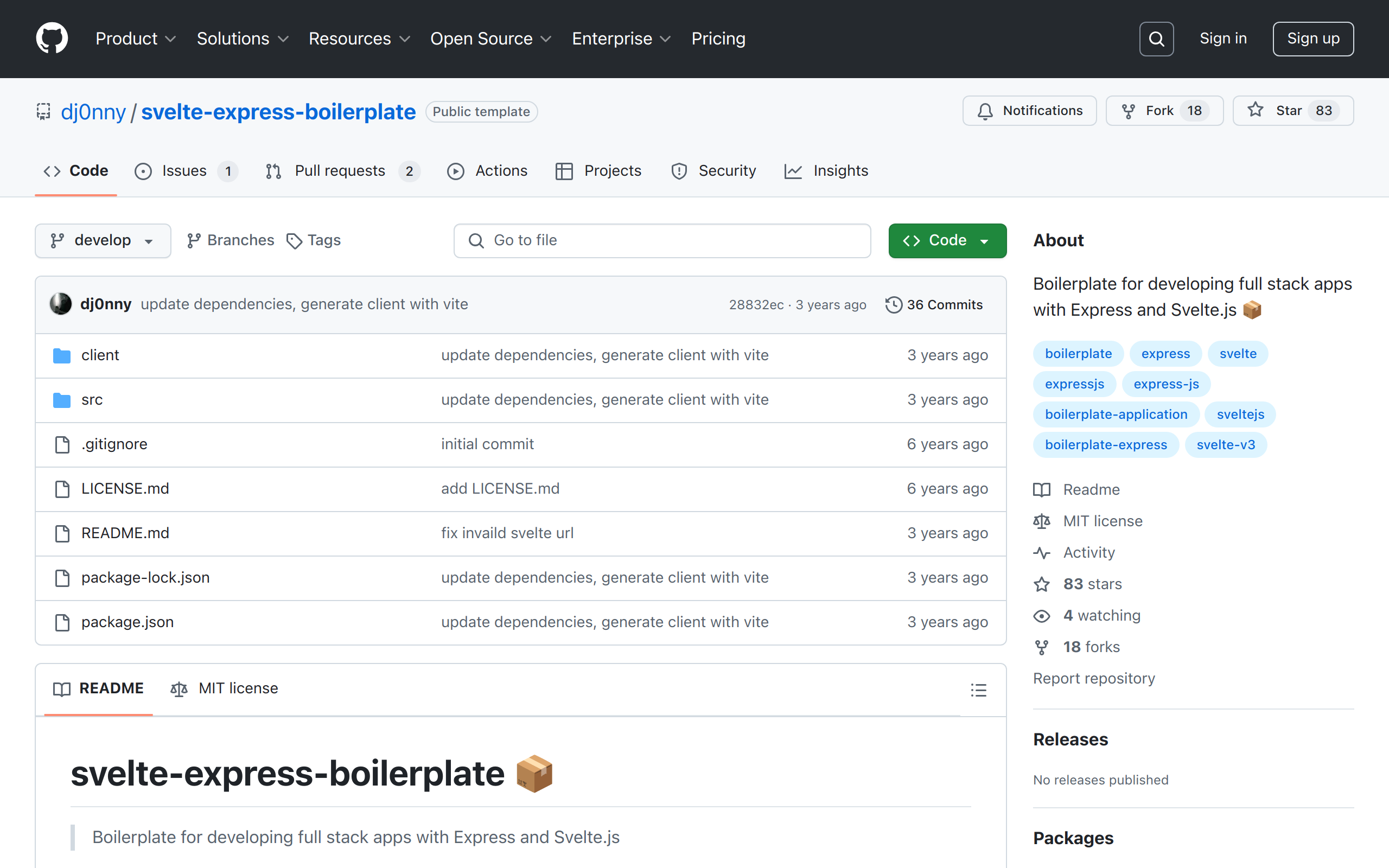 svelte-express-boilerplate preview