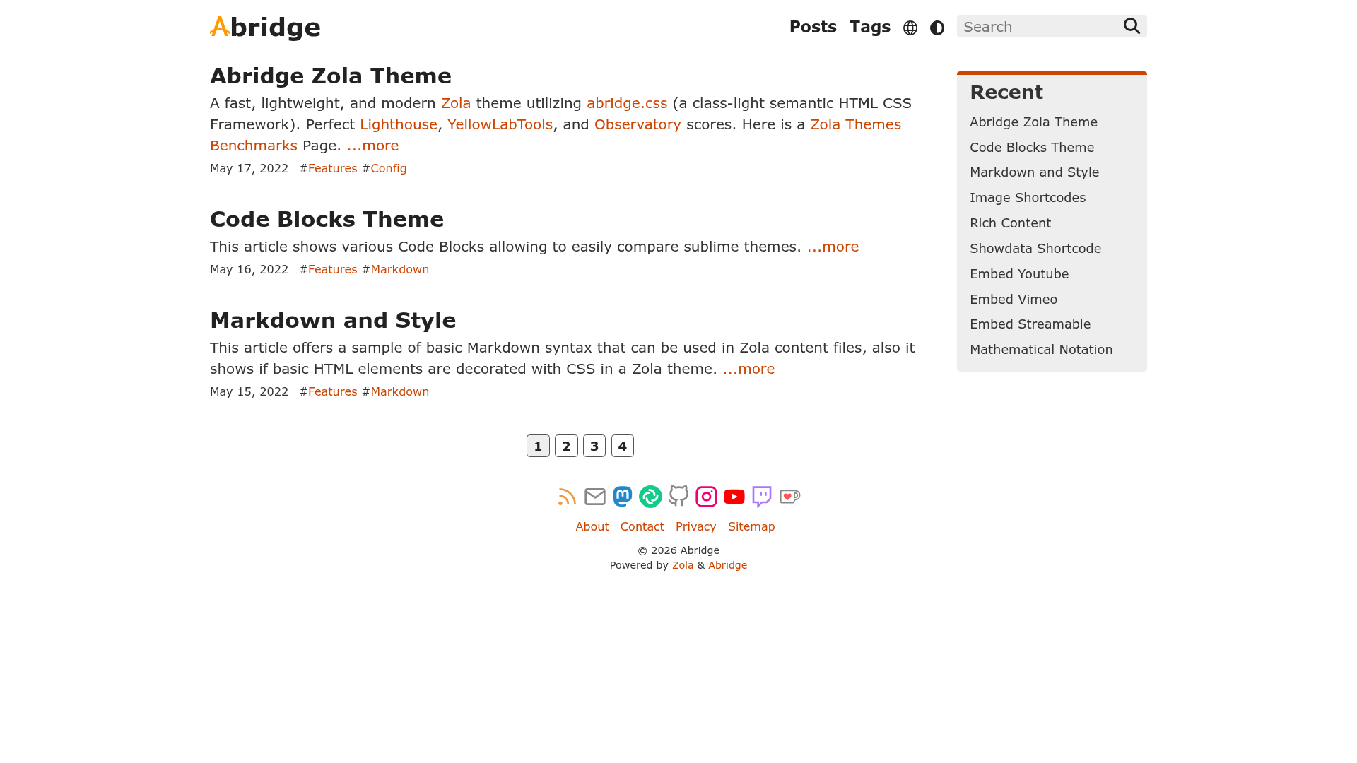 screenshot of Abridge on template0.com