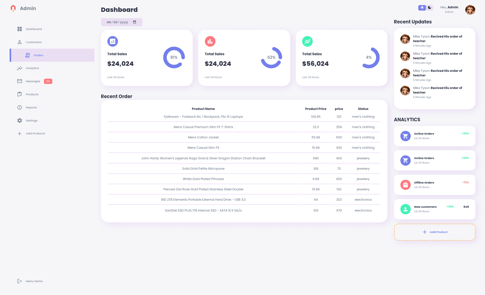 screenshot of Dashboard Portfolio on template0.com