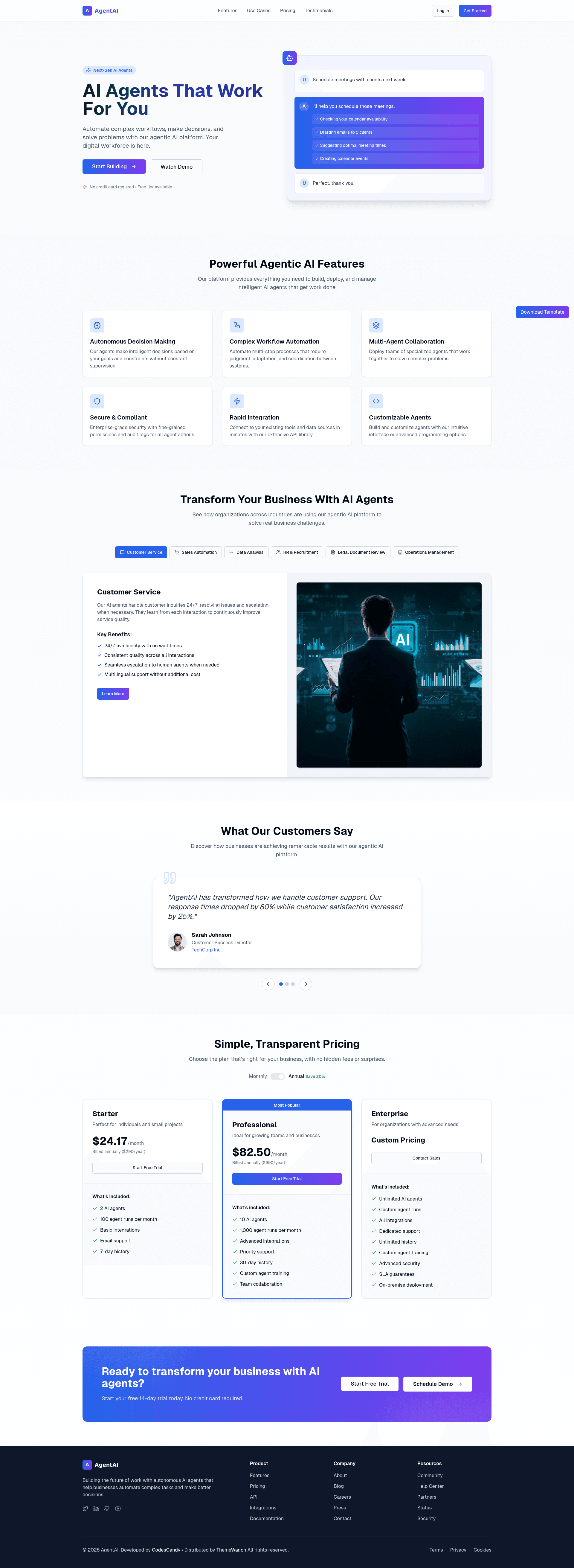screenshot of AgentAI on template0.com