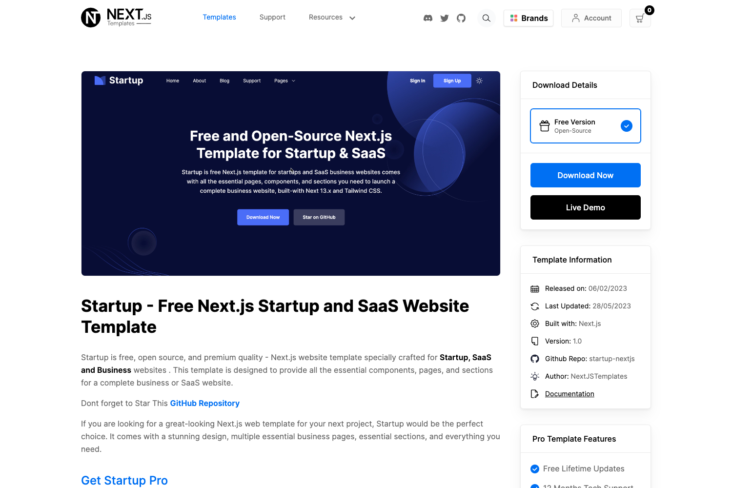 Startup Nextjs preview