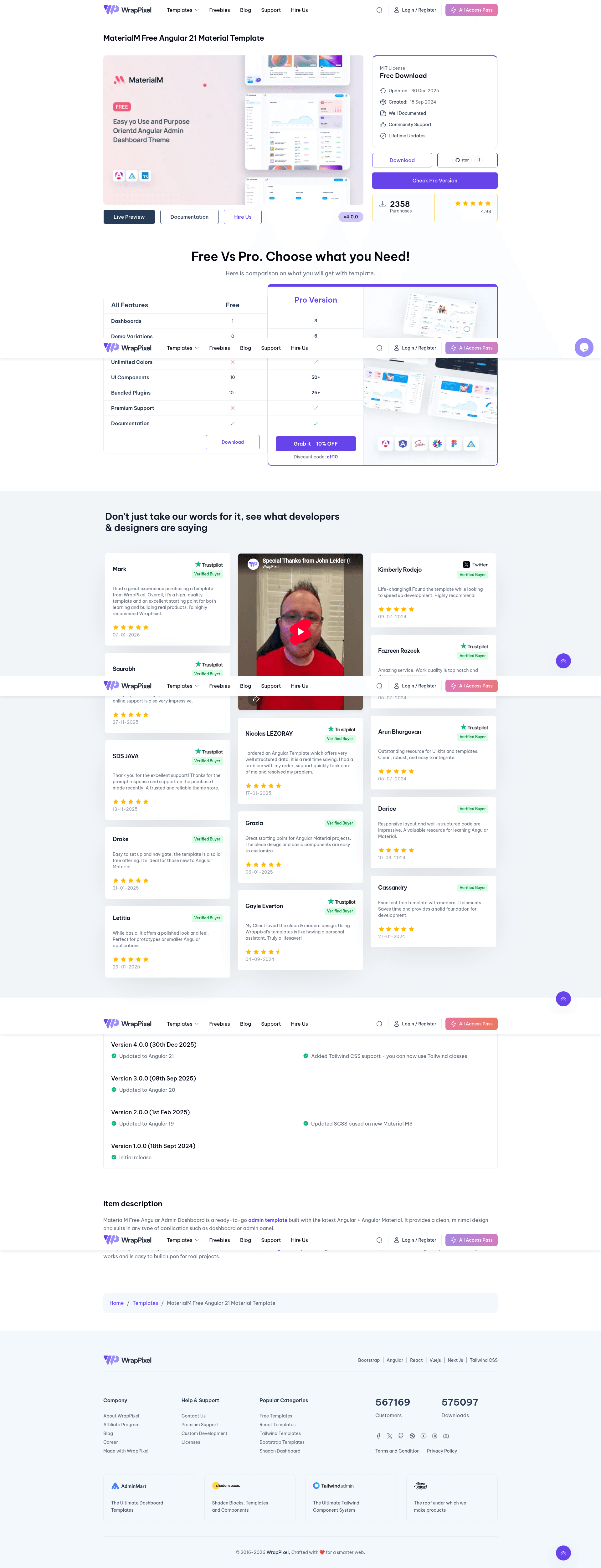 screenshot of Elite Angular Free on template0.com