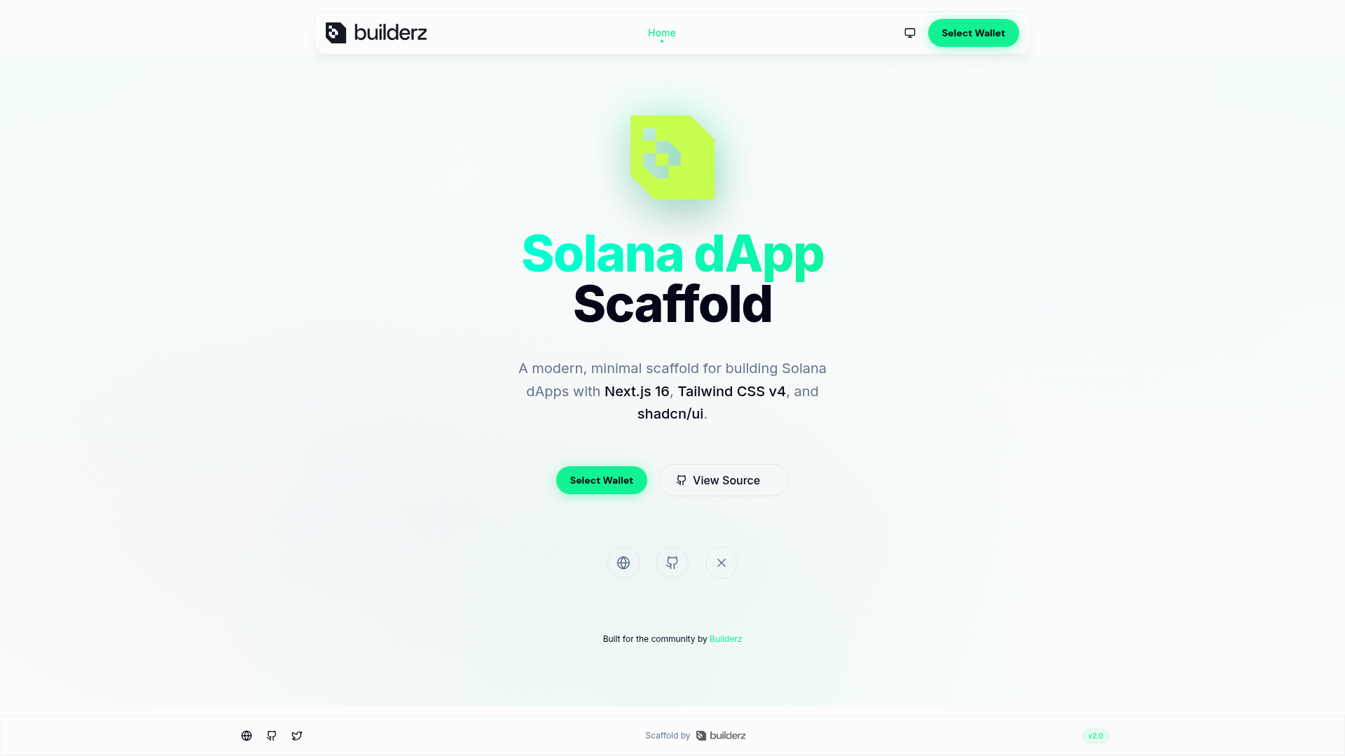 screenshot of Builderz Solana dApp Scaffold on template0.com