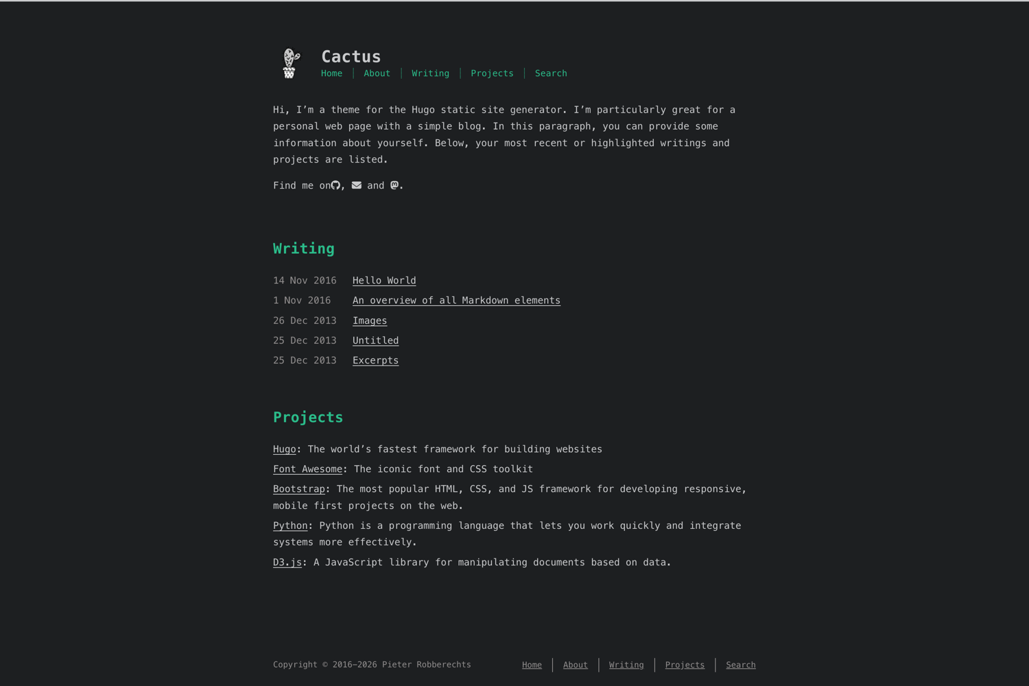 Cactus Hugo Theme preview