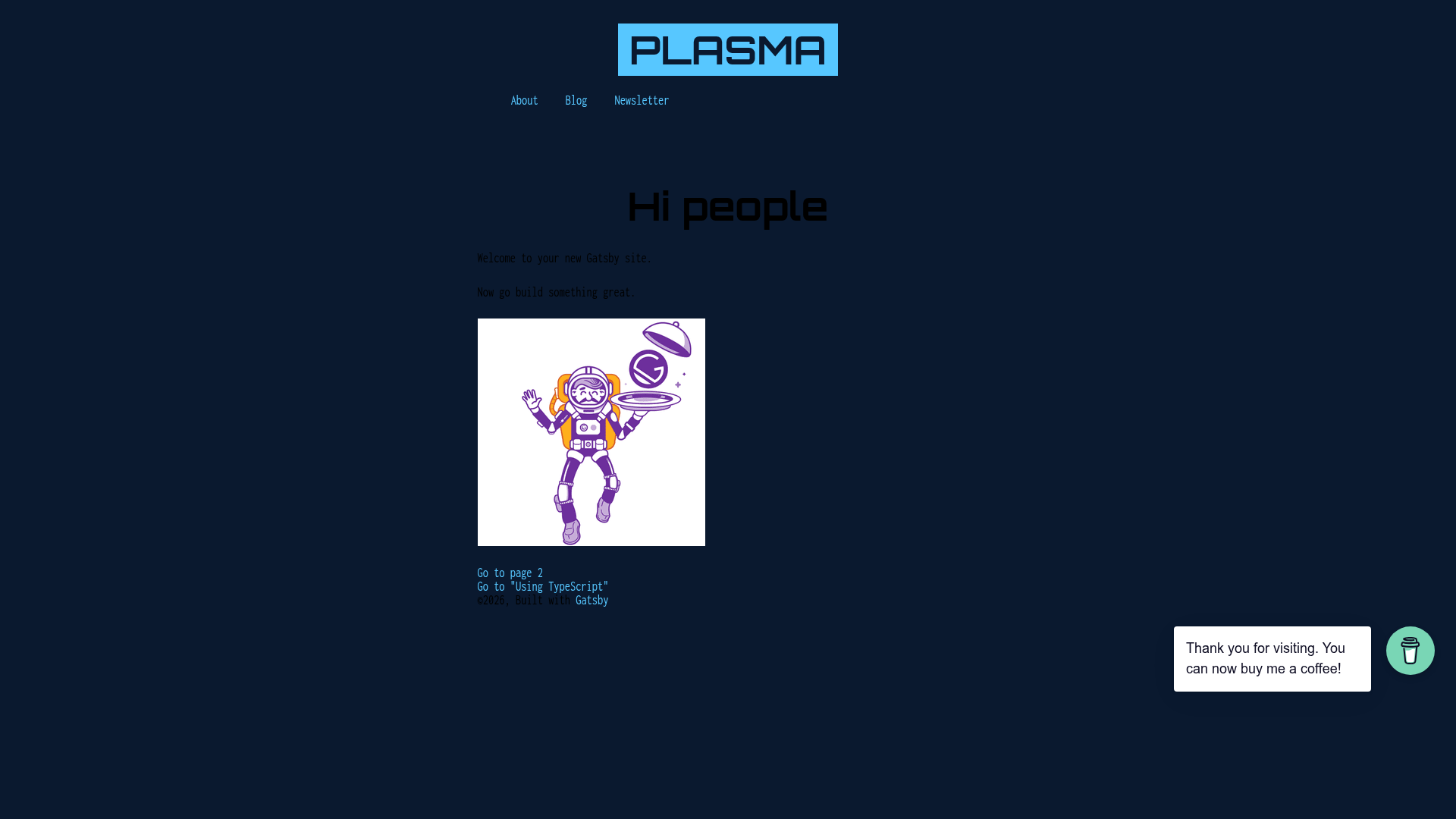 screenshot of Gatsby Starter Plasma on template0.com