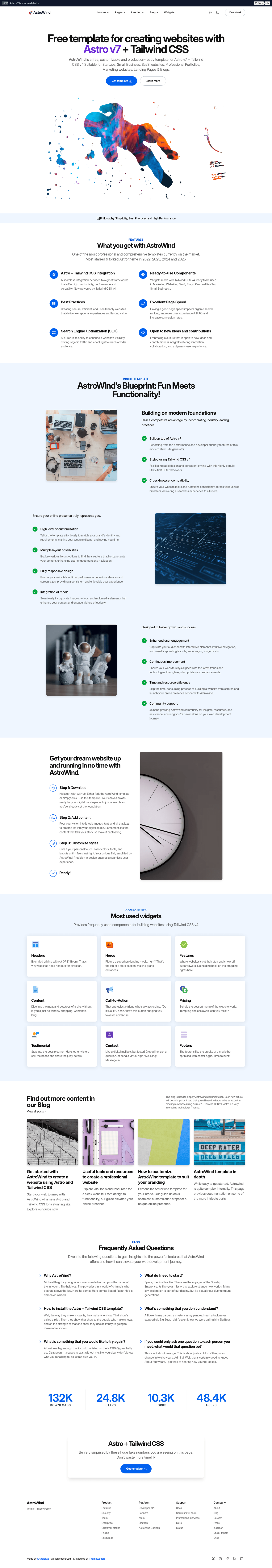 screenshot of AstroWind on template0.com
