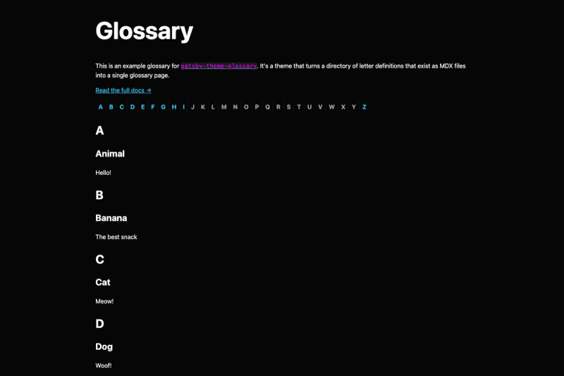Image for gatsby-theme-glossary on template0.com
