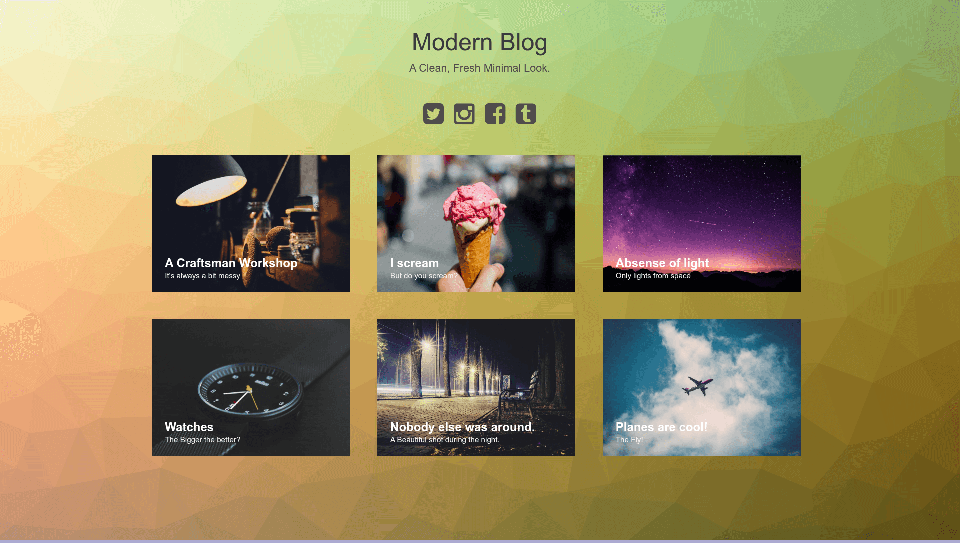screenshot of Jekyll Modern Blog on template0.com
