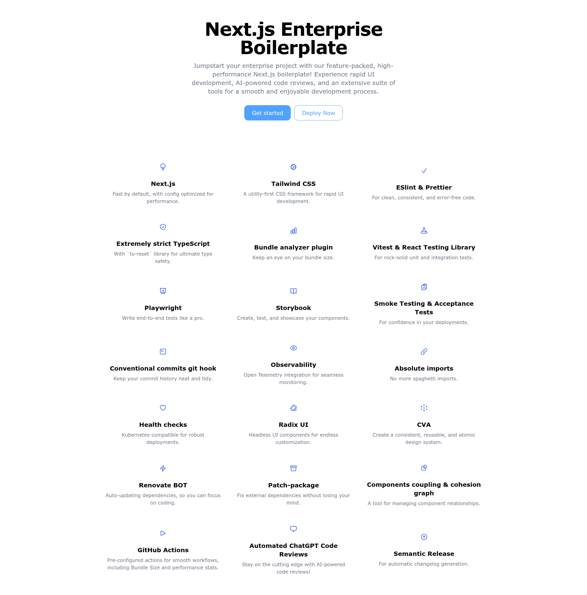 screenshot of Next.js Enterprise Boilerplate on template0.com