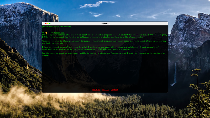Image for Portfolio In Terminal Style on template0.com Image for Portfolio In Terminal Style on template0.com
