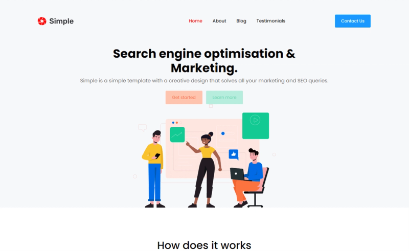 Image for Simple – Free Bootstrap 5 Landing Page Template on template0.com