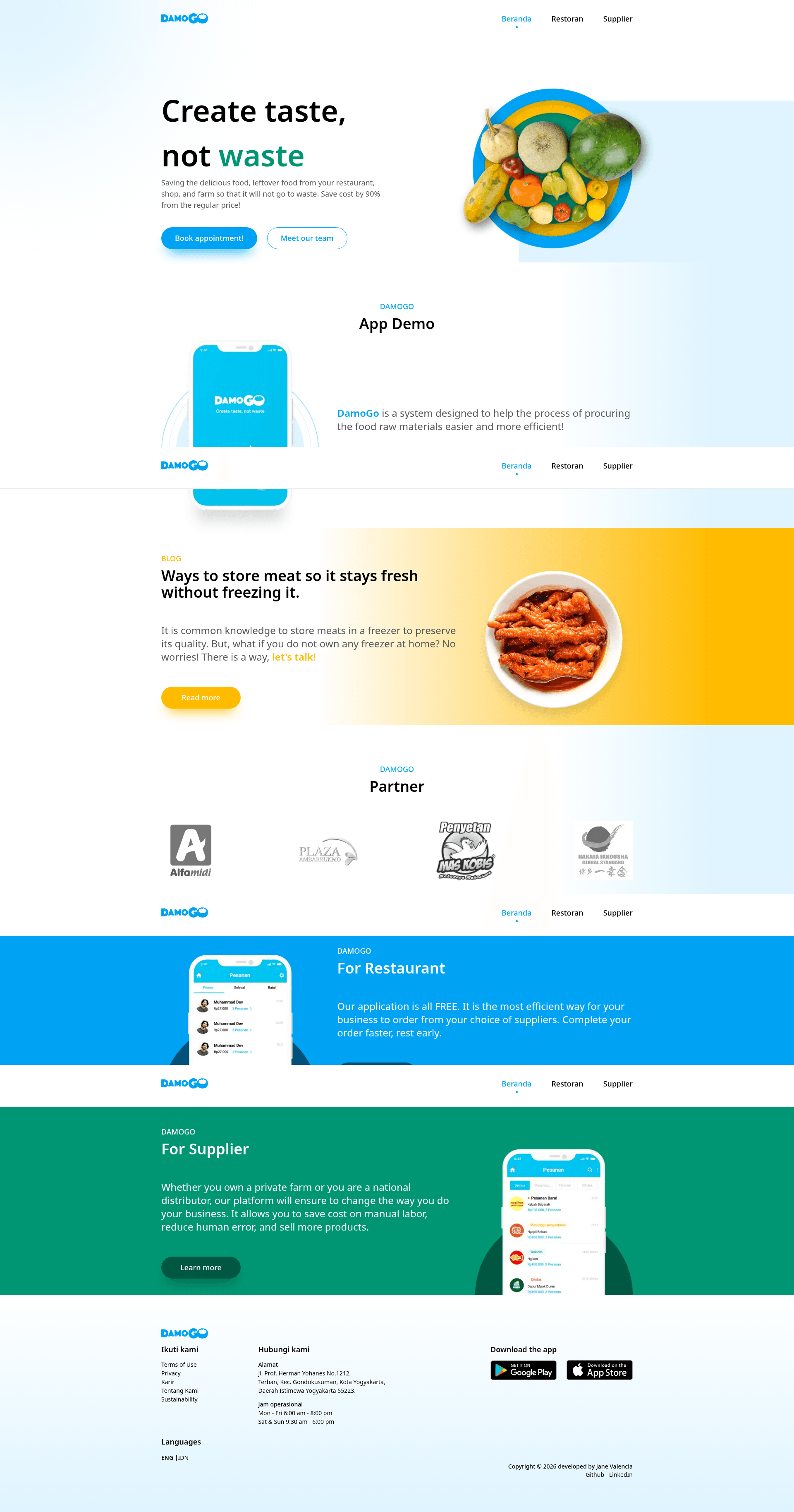 screenshot of DamoGO Website on template0.com