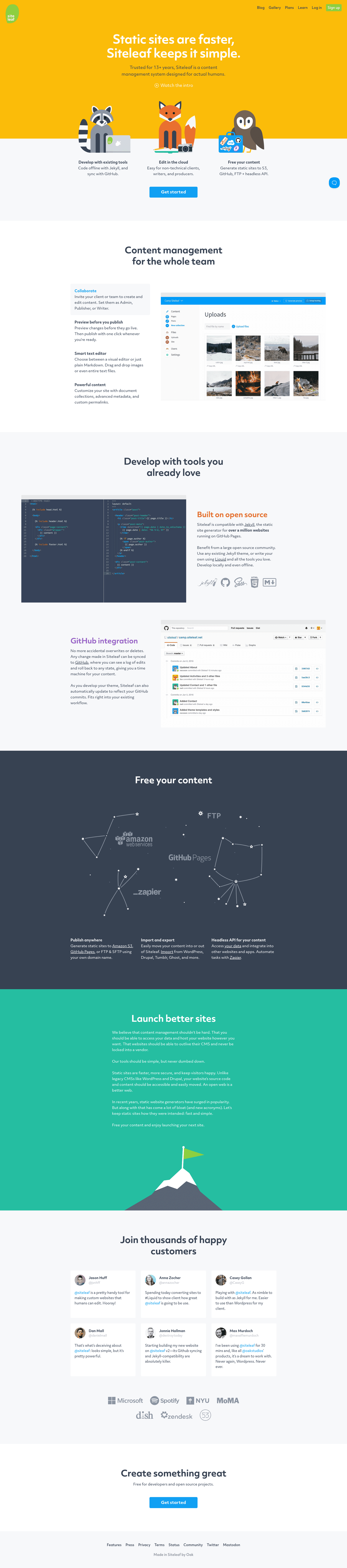 screenshot of Siteleaf.com on template0.com