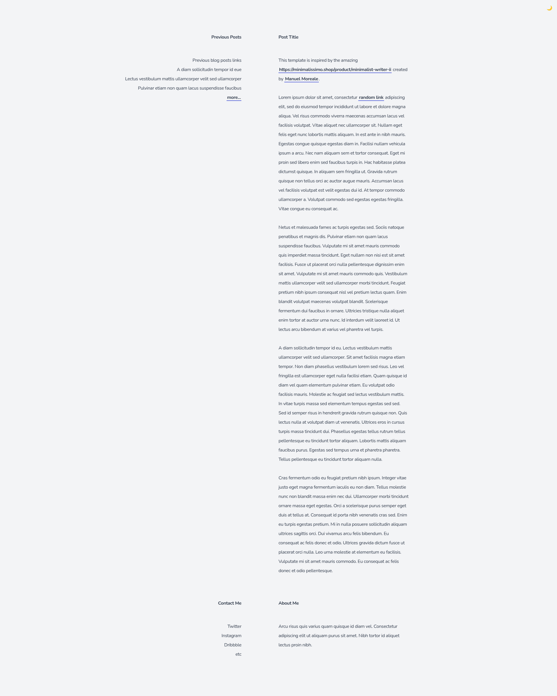 screenshot of Minimalist-Blog on template0.com
