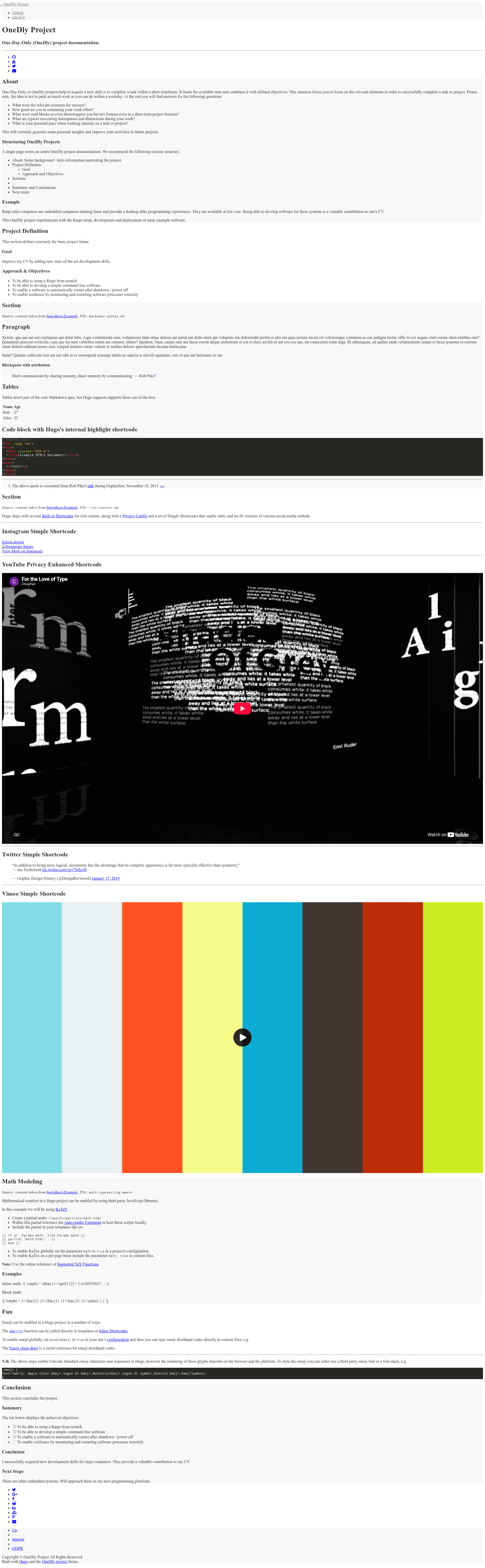 screenshot of OneDly Project on template0.com
