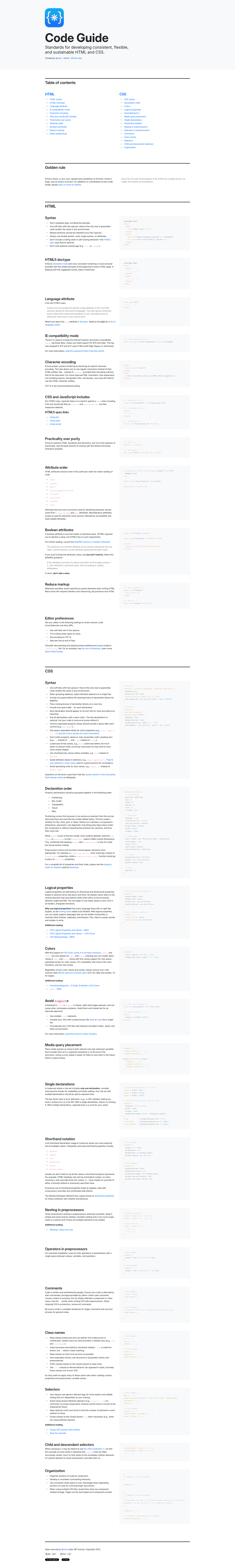 screenshot of Code Guide on template0.com