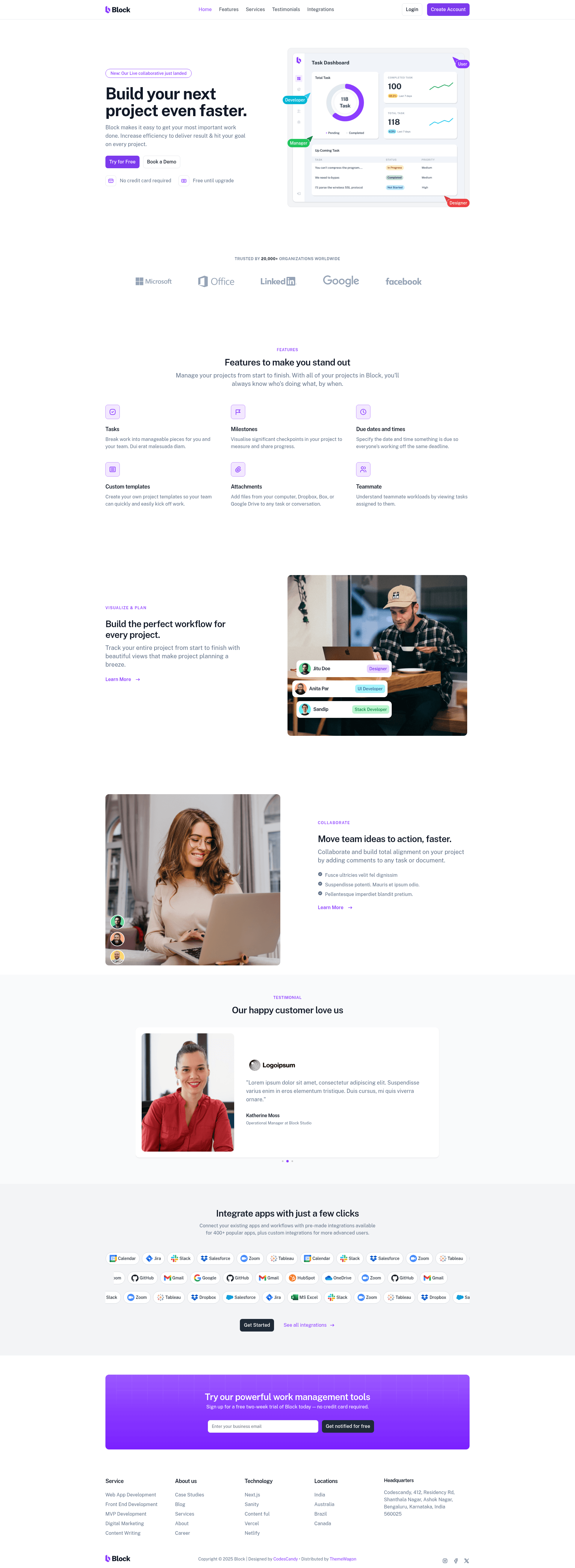 screenshot of Block – Free Tailwind CSS & Vite Landing Page Template on template0.com