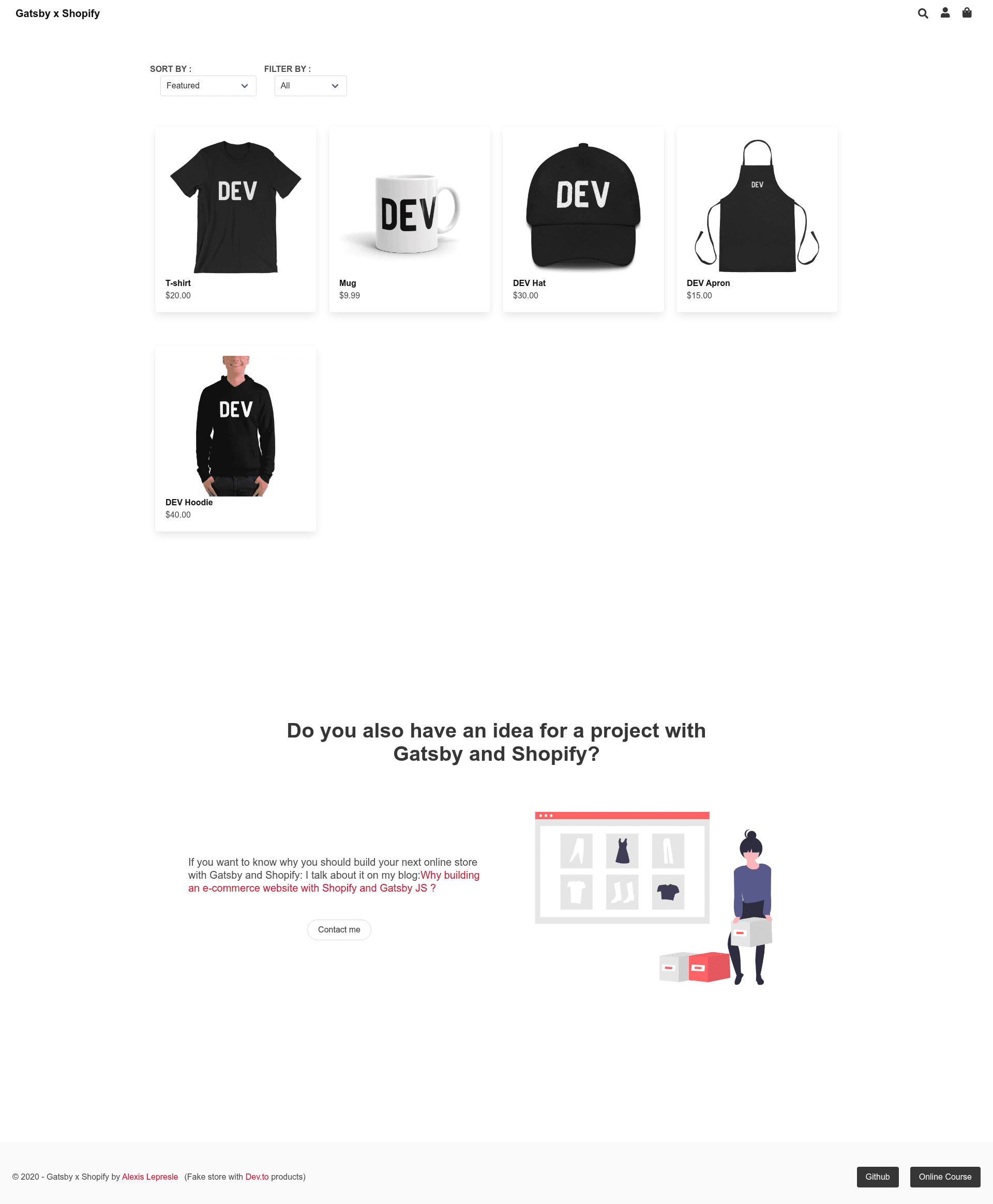 screenshot of Gatsby Shopify Theme on template0.com