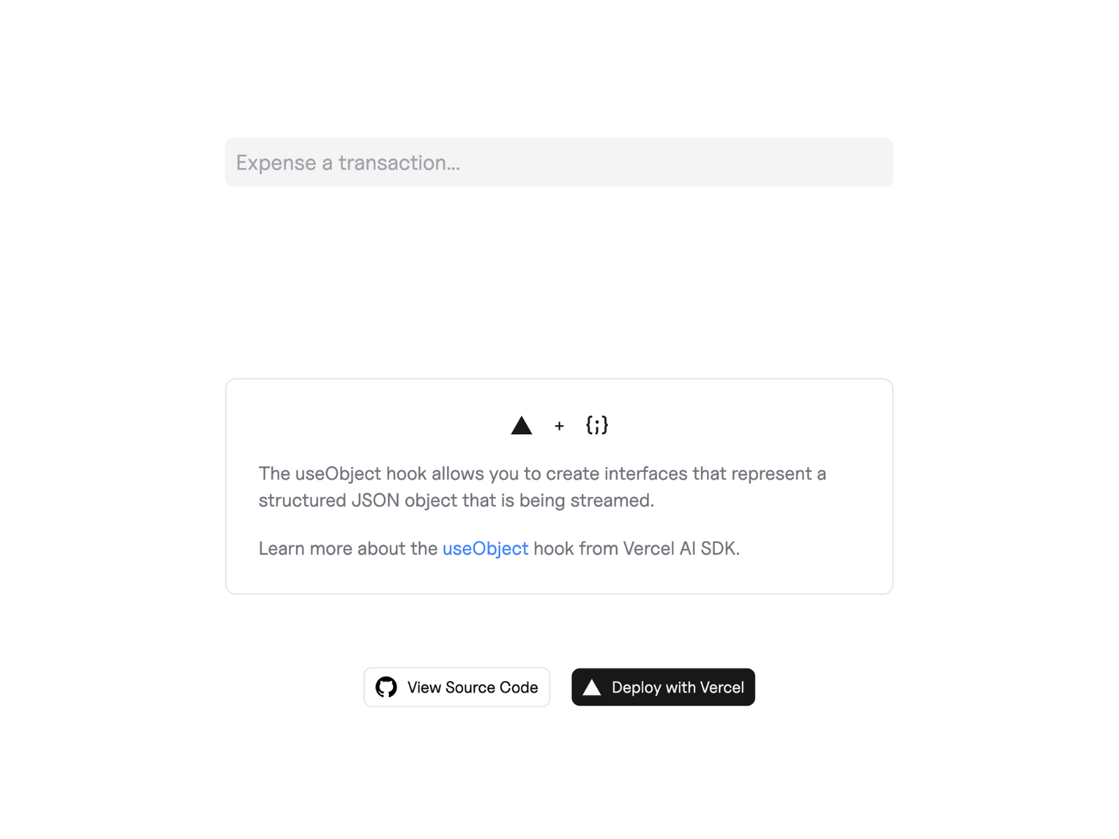 Vercel AI SDK useObject Example preview