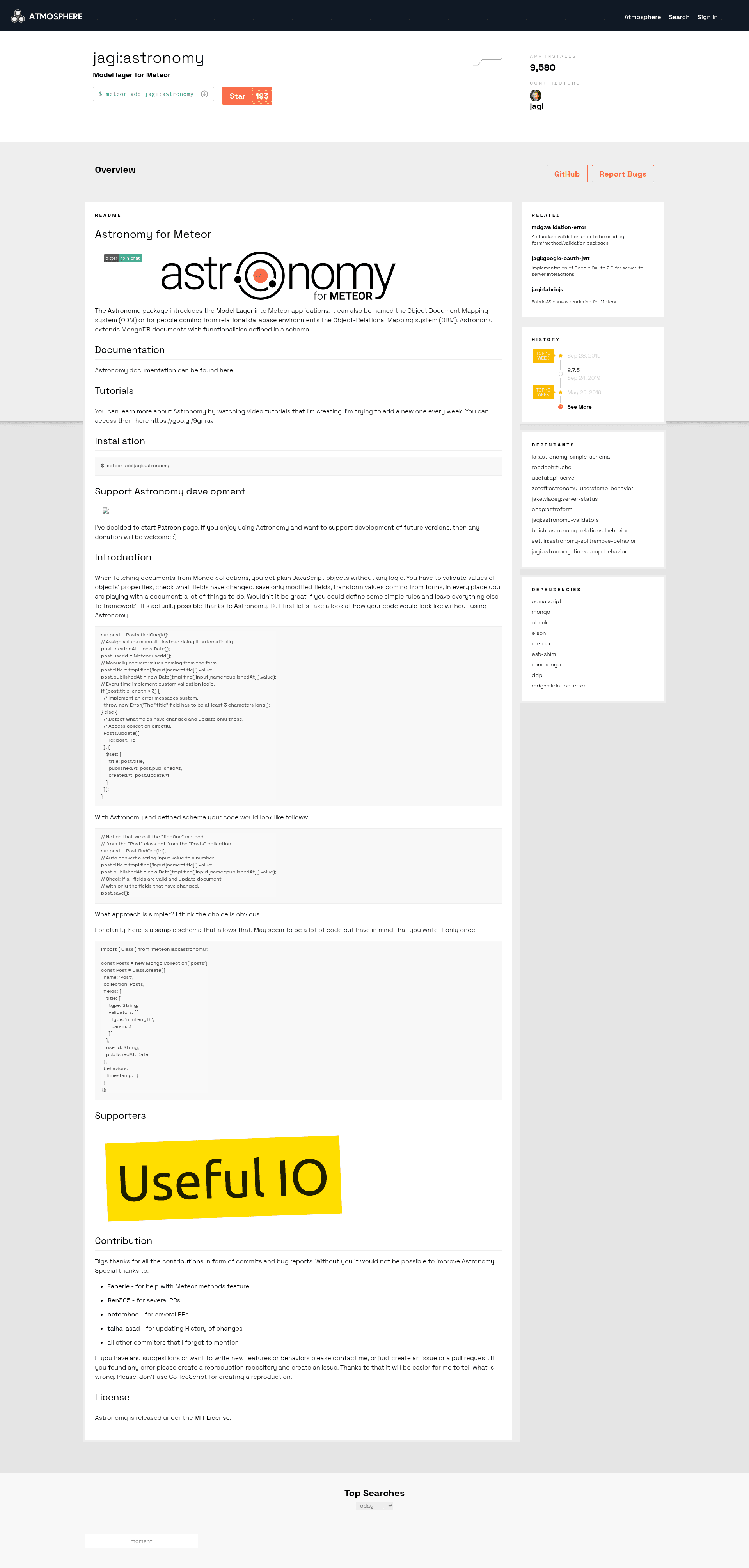screenshot of Astronomy for Meteor on template0.com