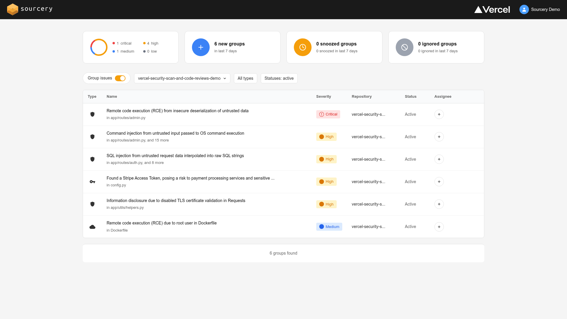 screenshot of Sourcery for Vercel on template0.com