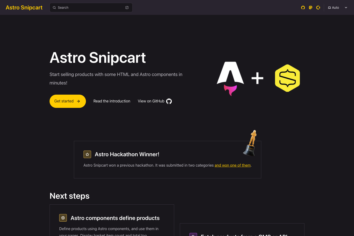Astro Snipcart preview