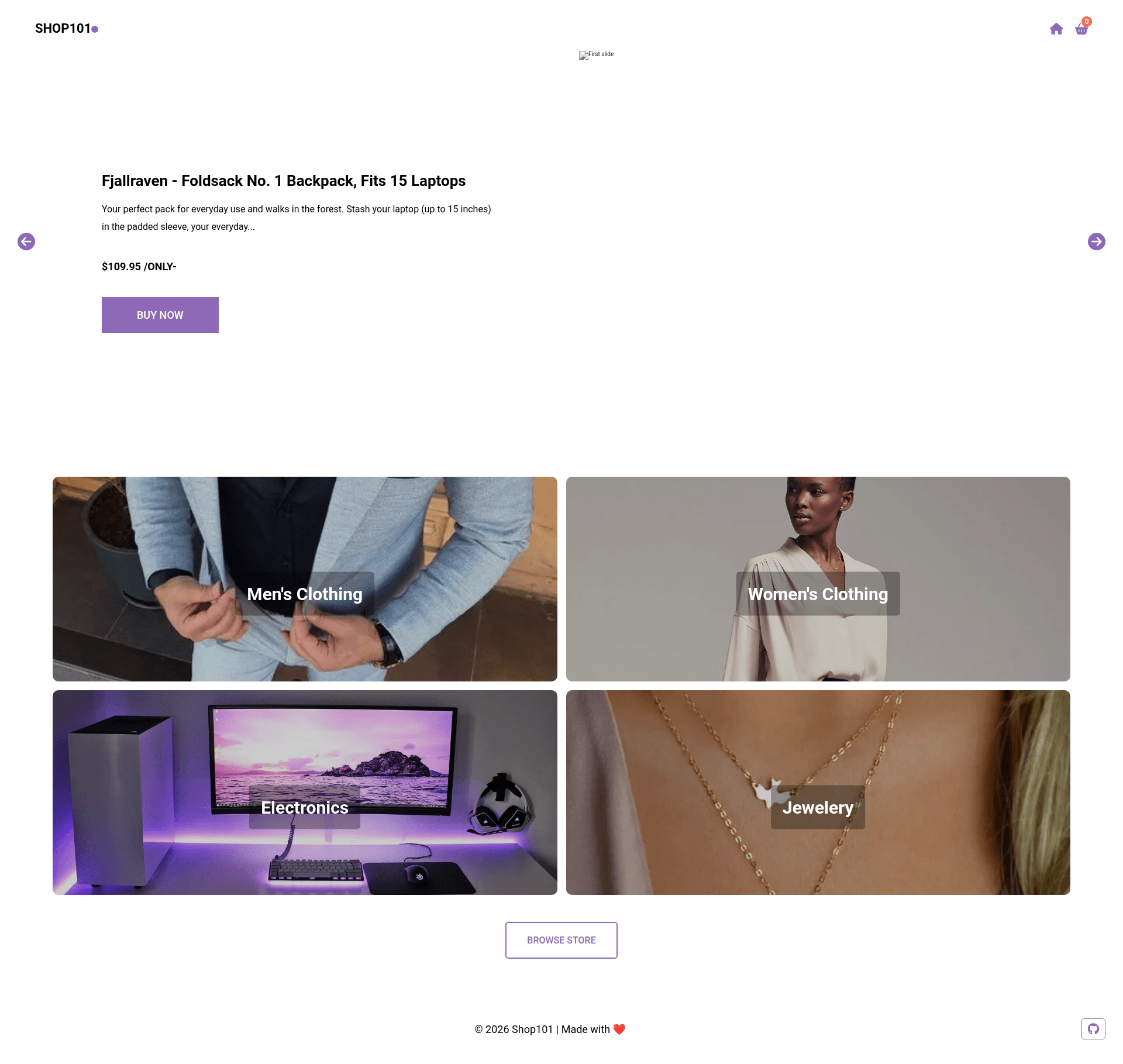screenshot of Shop101 on template0.com