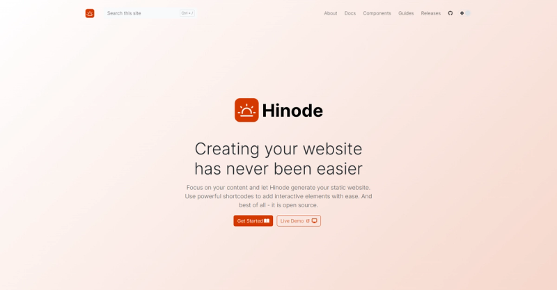 Image for Hinode(documentation hugo template) on template0.com