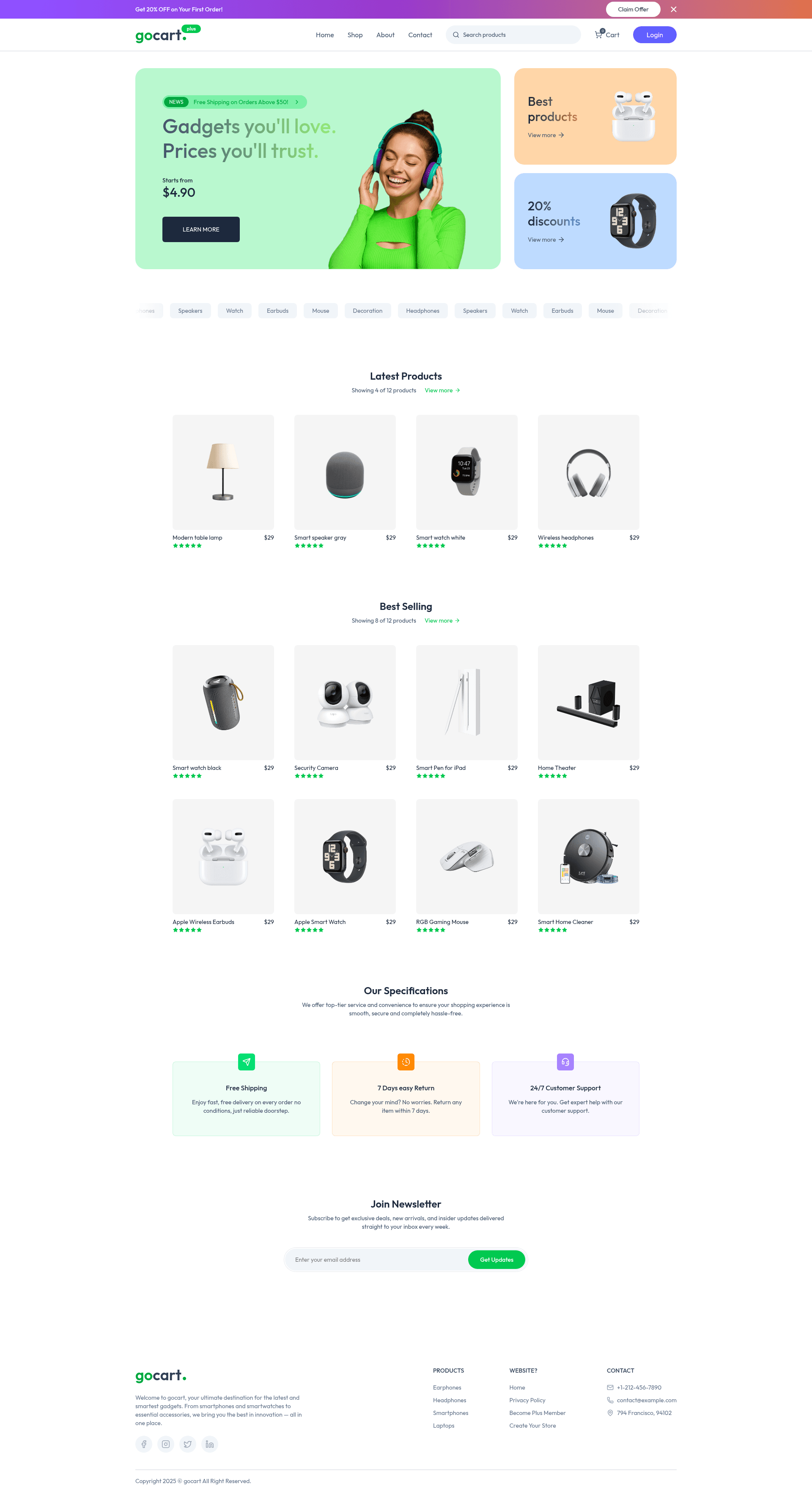 screenshot of GoCart on template0.com