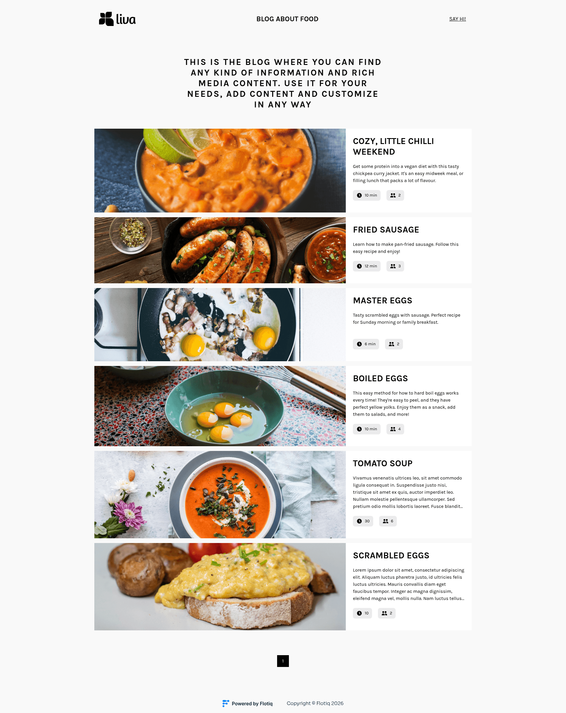 screenshot of Flotiq Gatsby Recipe 1 on template0.com