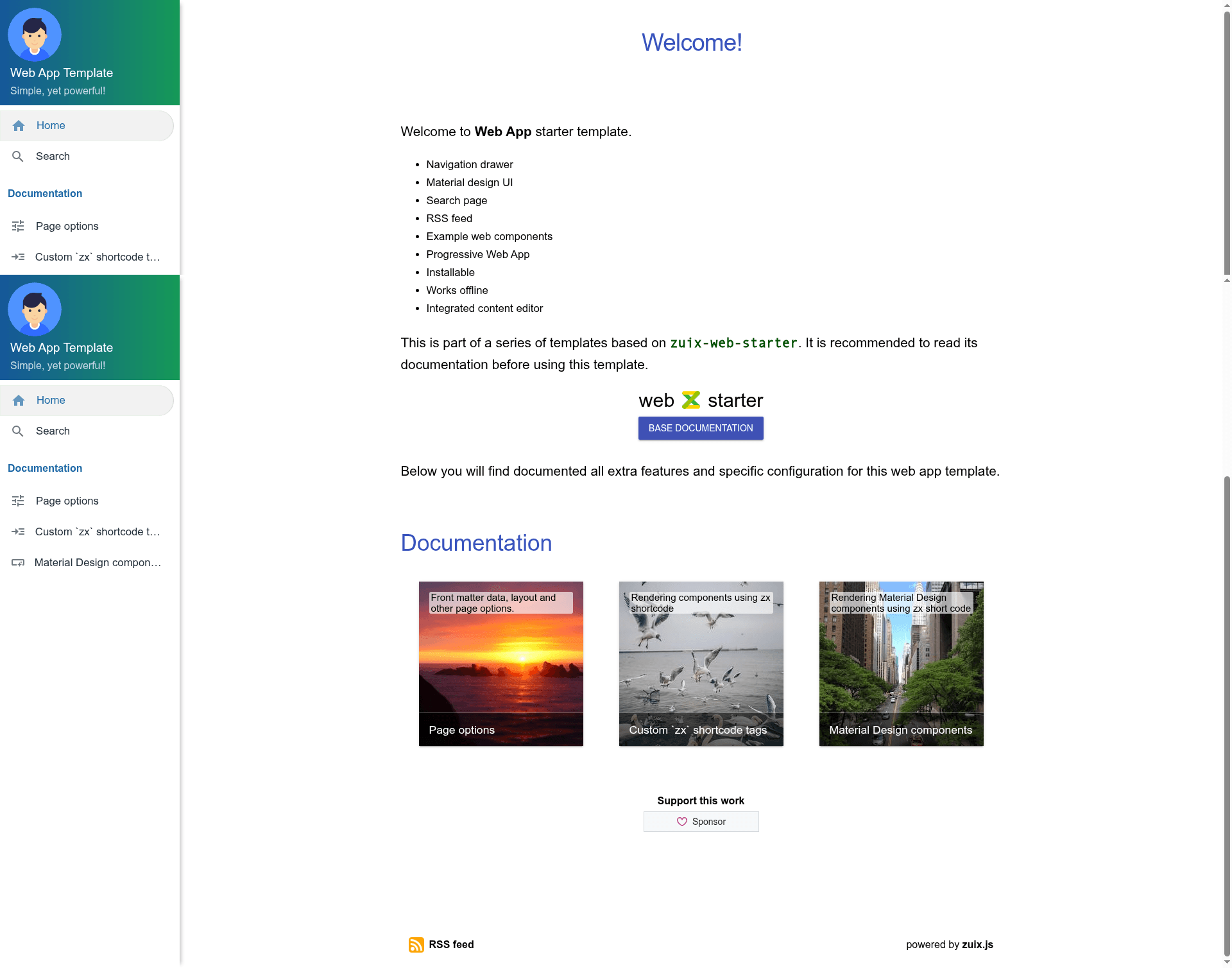 screenshot of Web App on template0.com