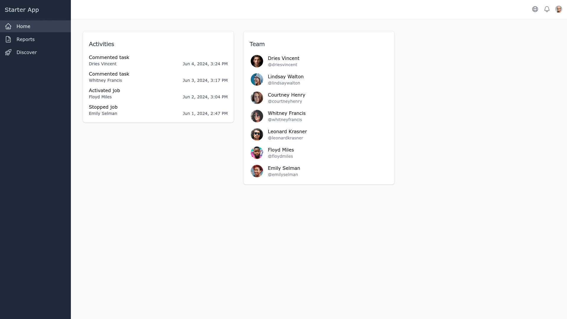 screenshot of Next.js i18n Dashboard Template on template0.com