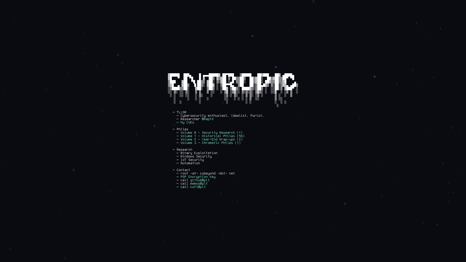 screenshot of Entropic on template0.com