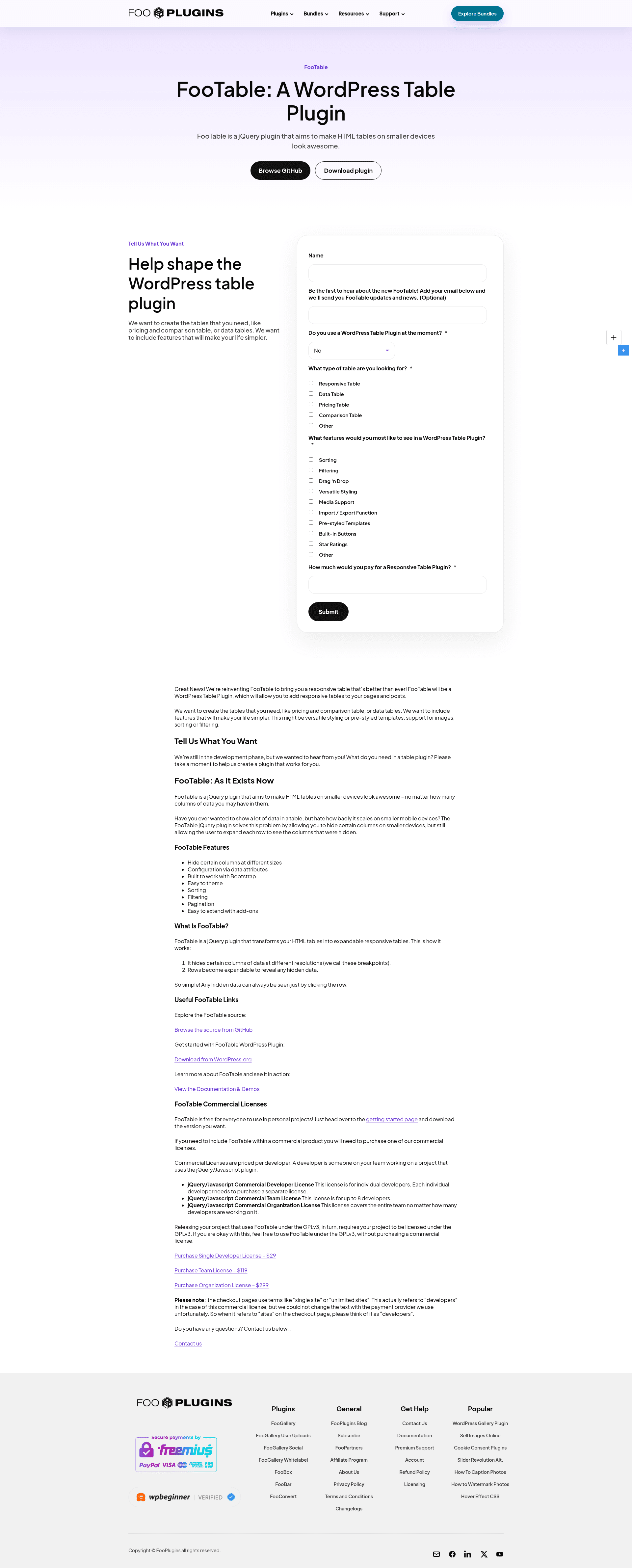 screenshot of FooTable on template0.com
