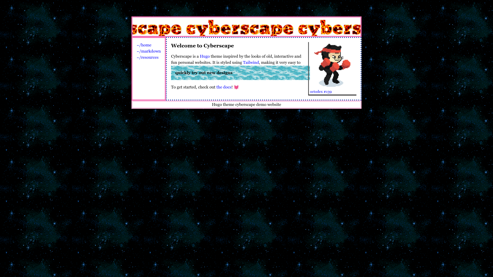 screenshot of Cyberscape on template0.com