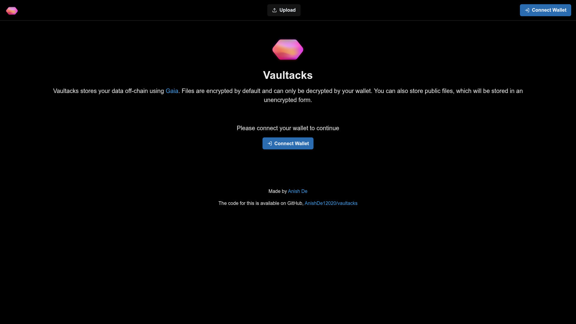 screenshot of Vaultacks on template0.com