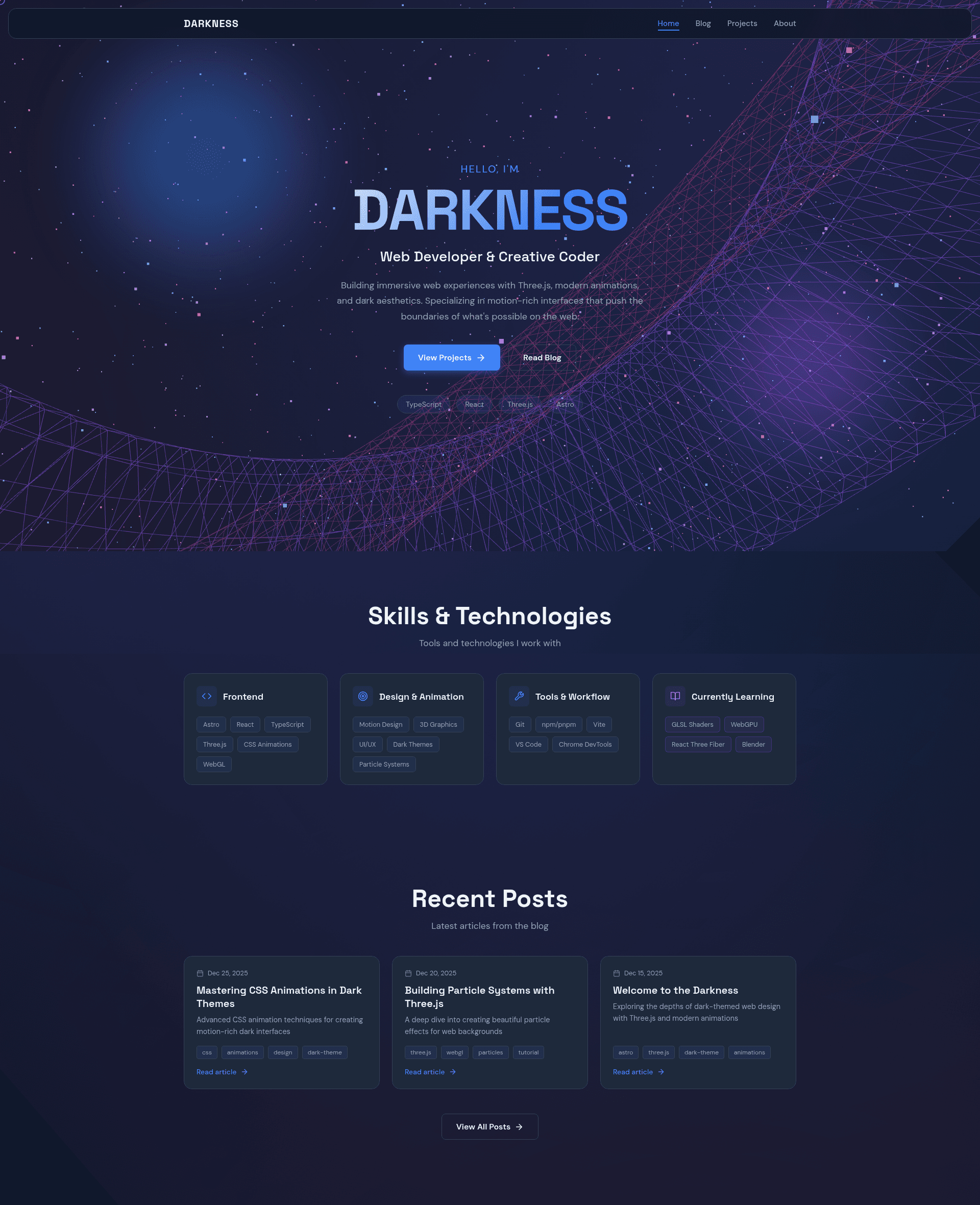 screenshot of Darkness on template0.com