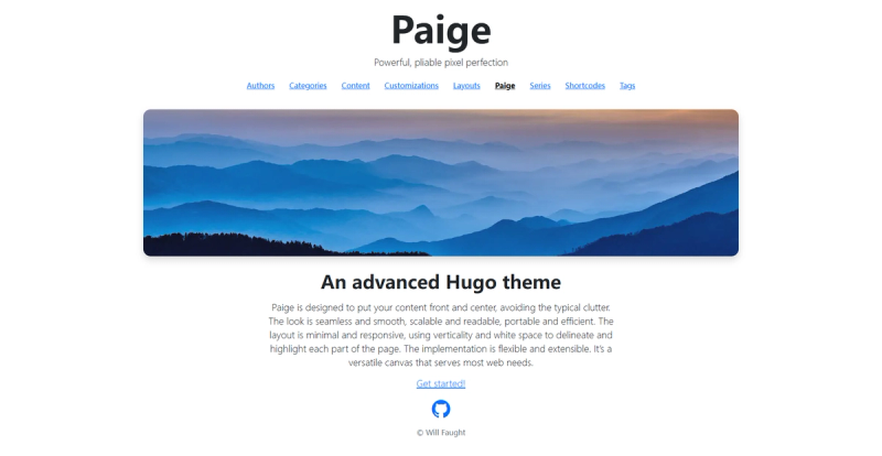 Image for Paige(product hugo template) on template0.com