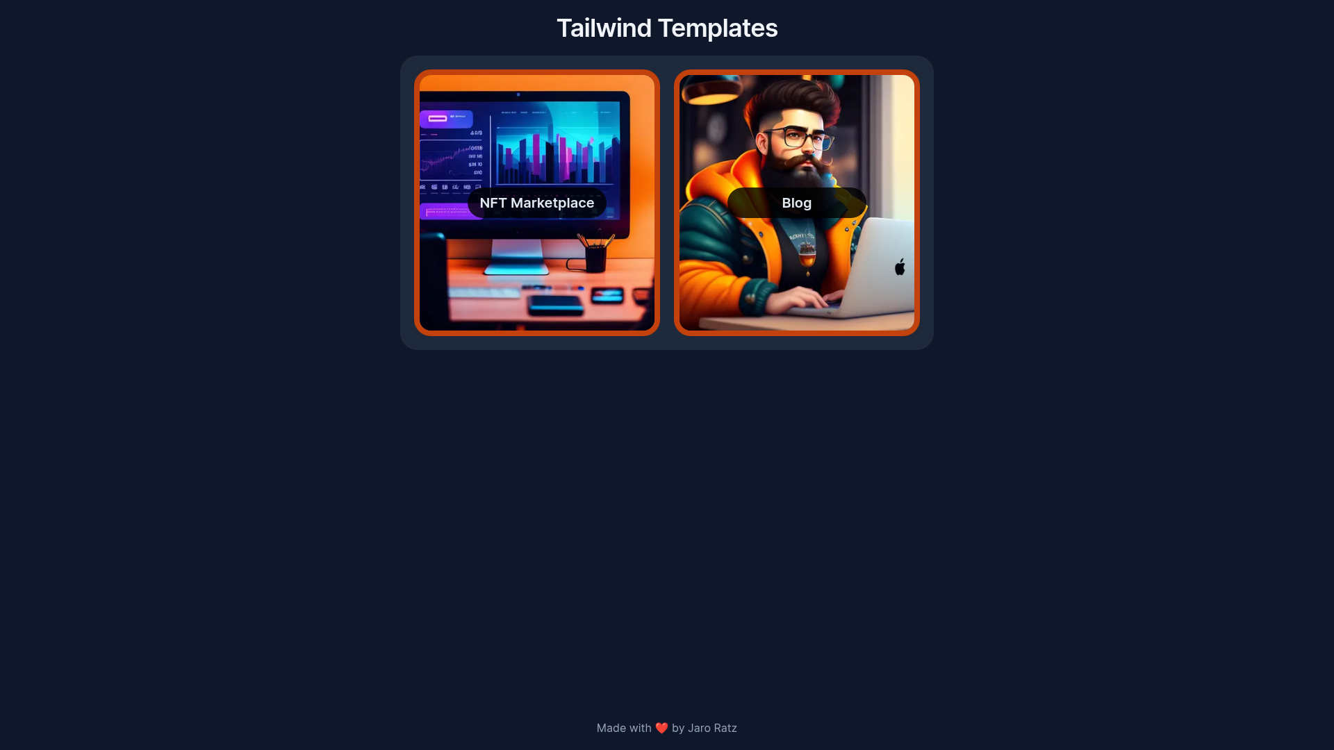 screenshot of Tailwind Templates on template0.com