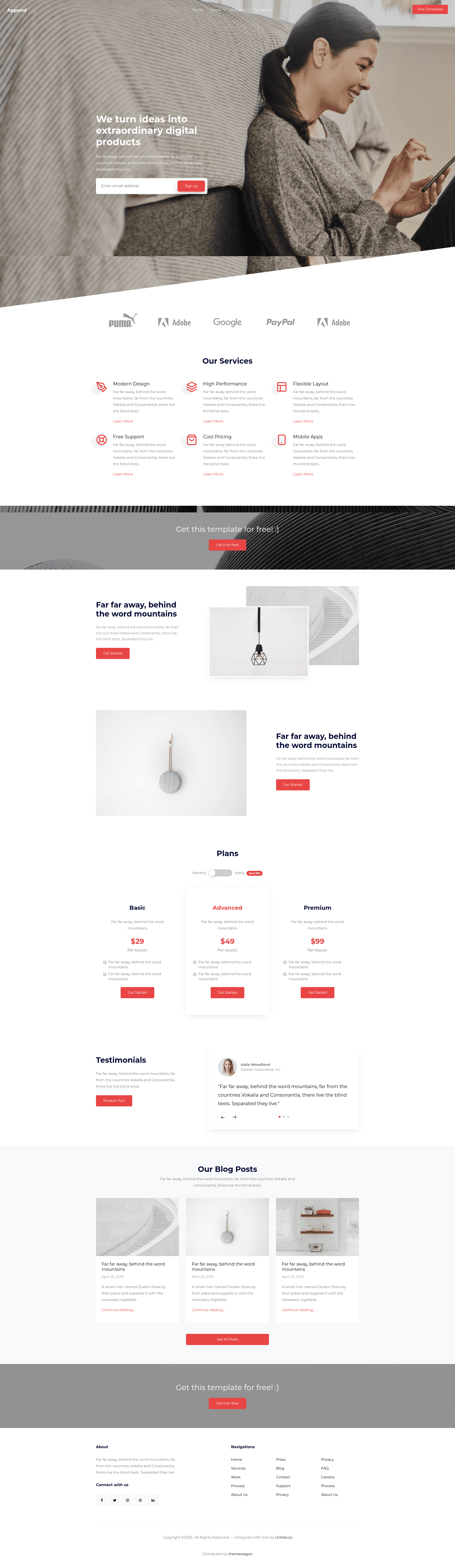 screenshot of Append – Free Bootstrap HTML5 Business Website Template on template0.com