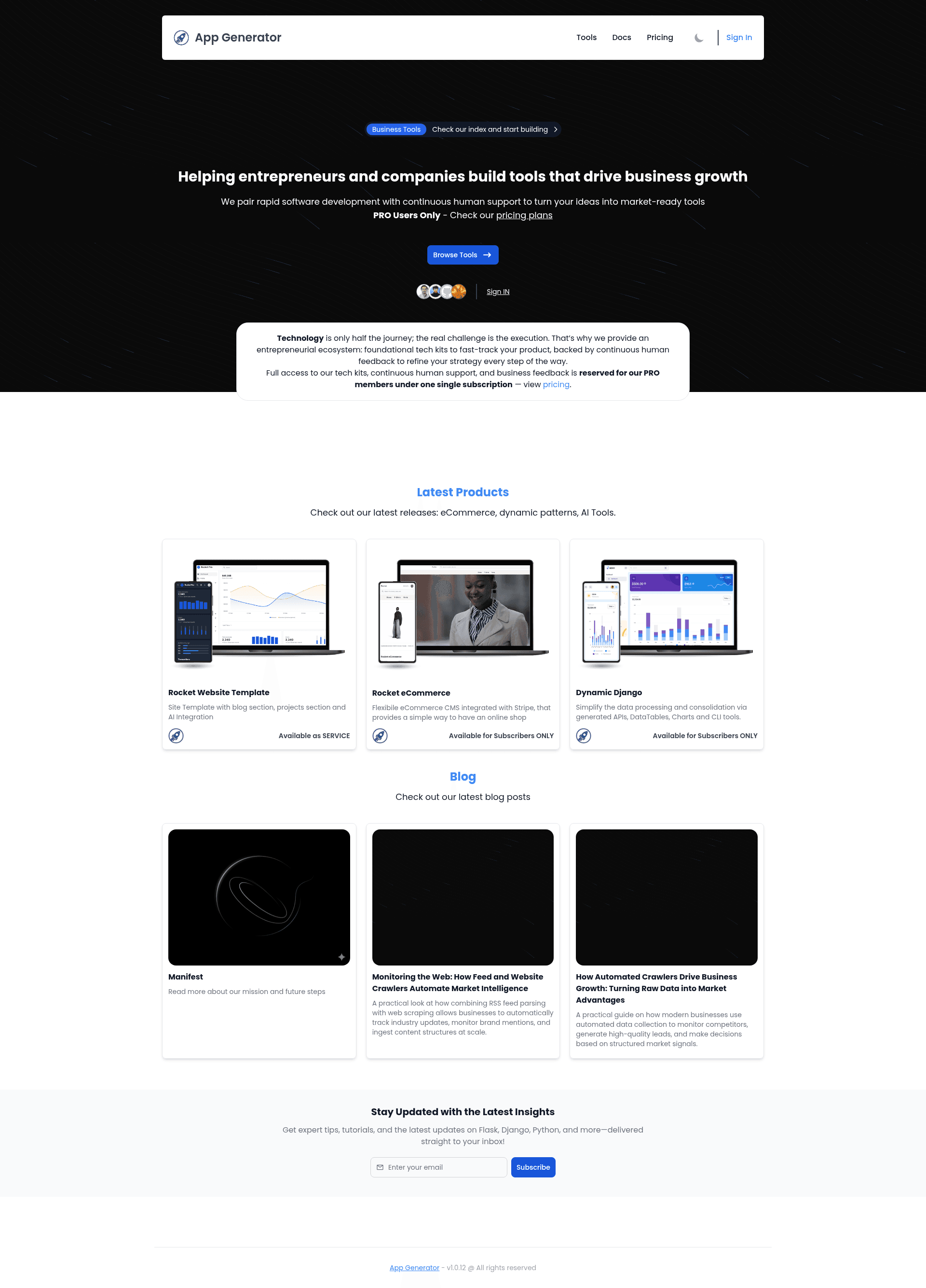 screenshot of Admin Dashboards on template0.com